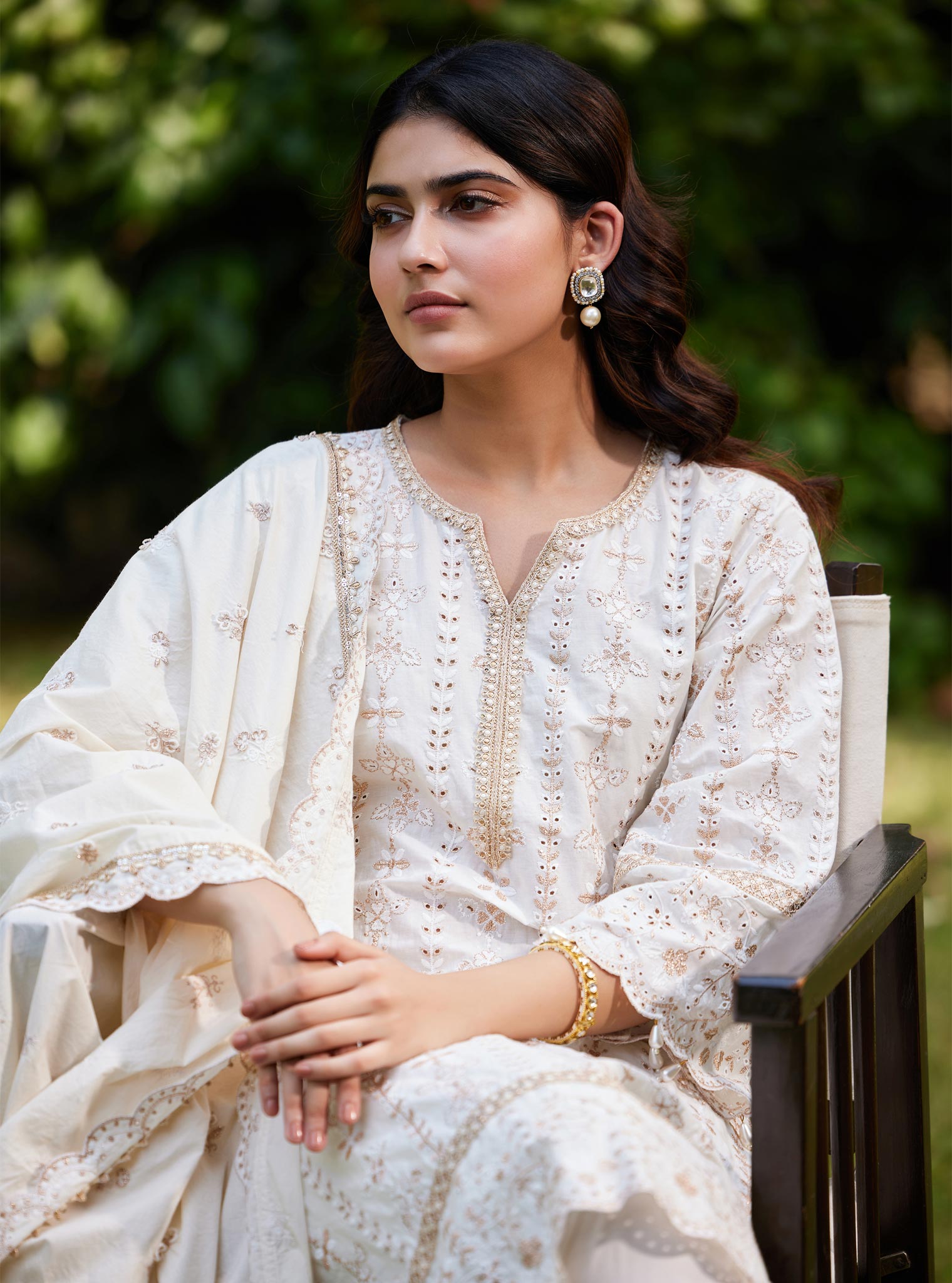 Purvayi Cotton Off White Kurta Set
