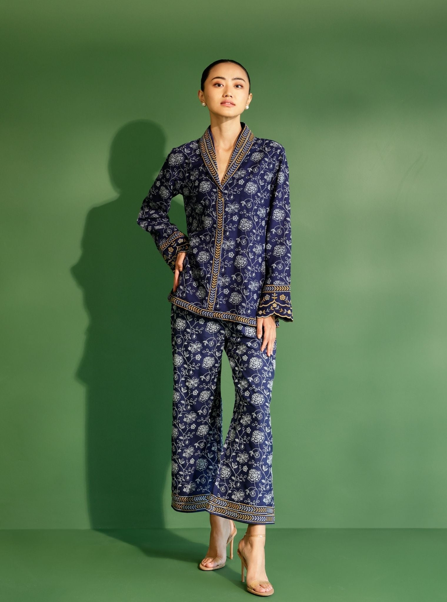 Colby Wool Navy Shirt Co-ord Set