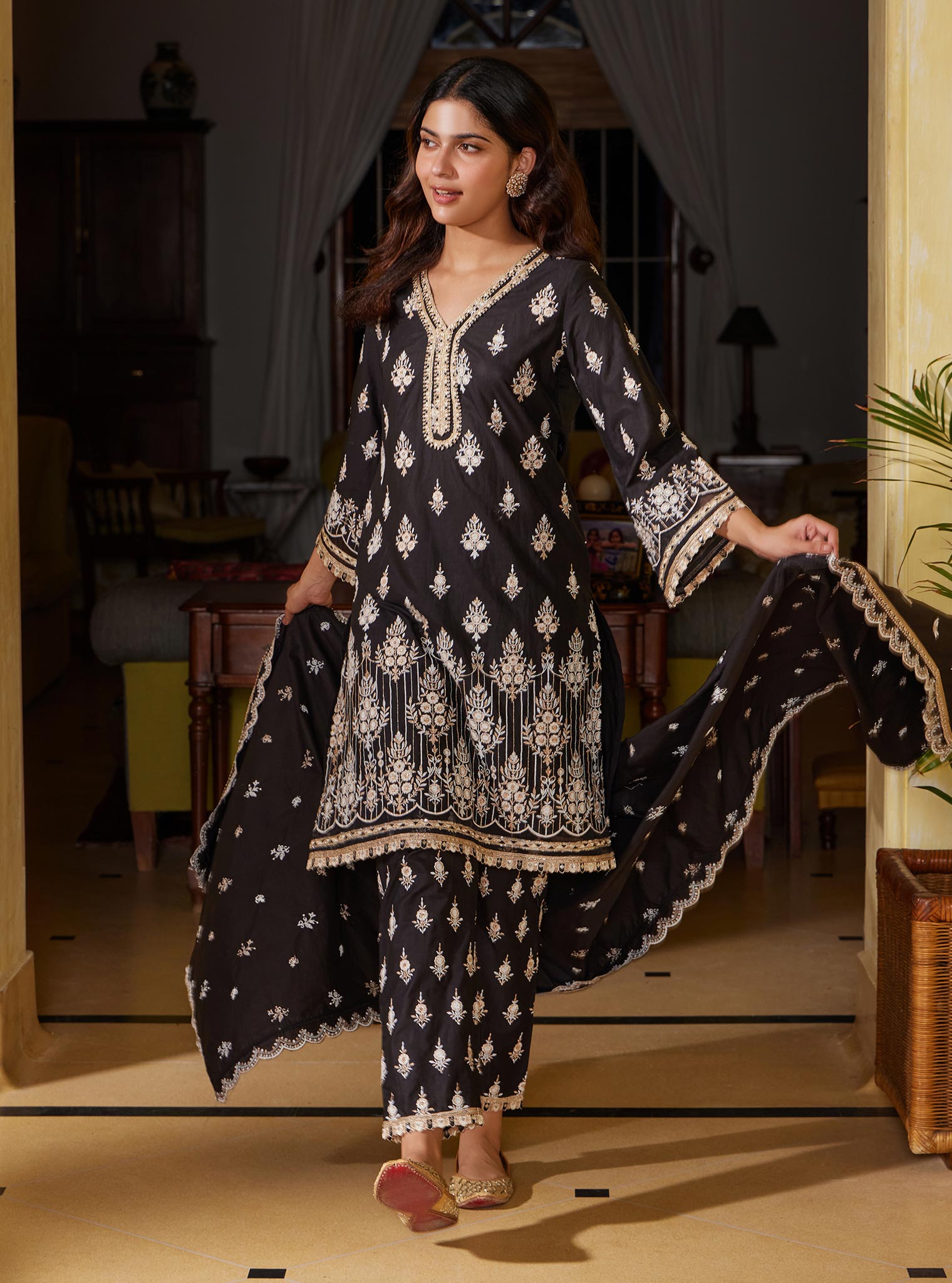 Amaltas Cotton Black Kurta Set