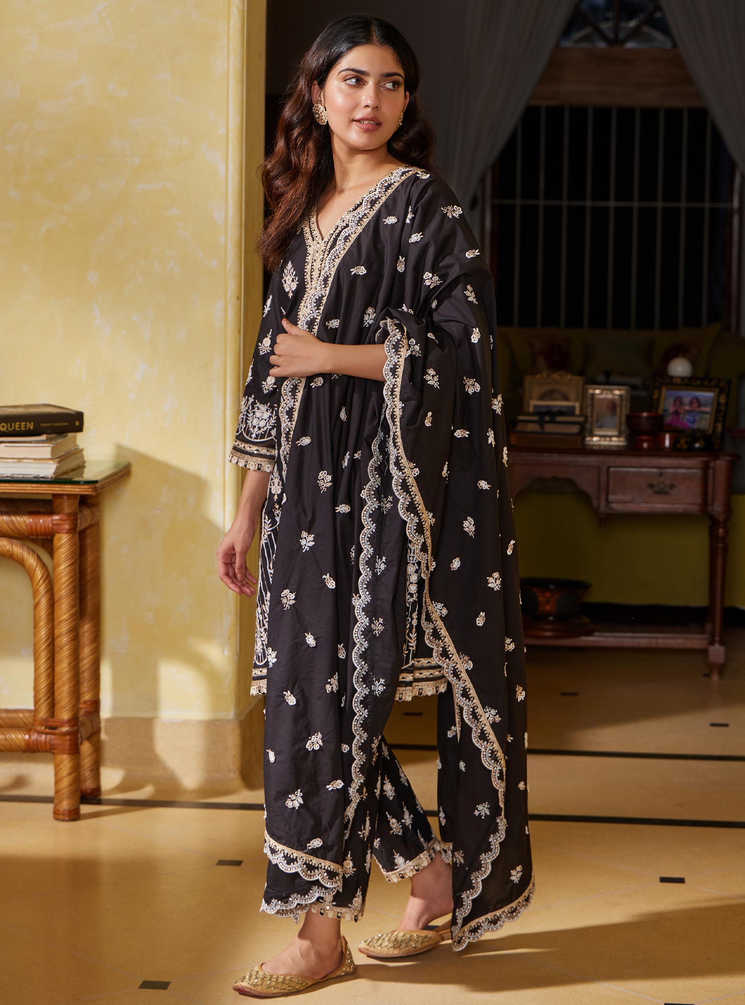 Amaltas Cotton Black Kurta Set