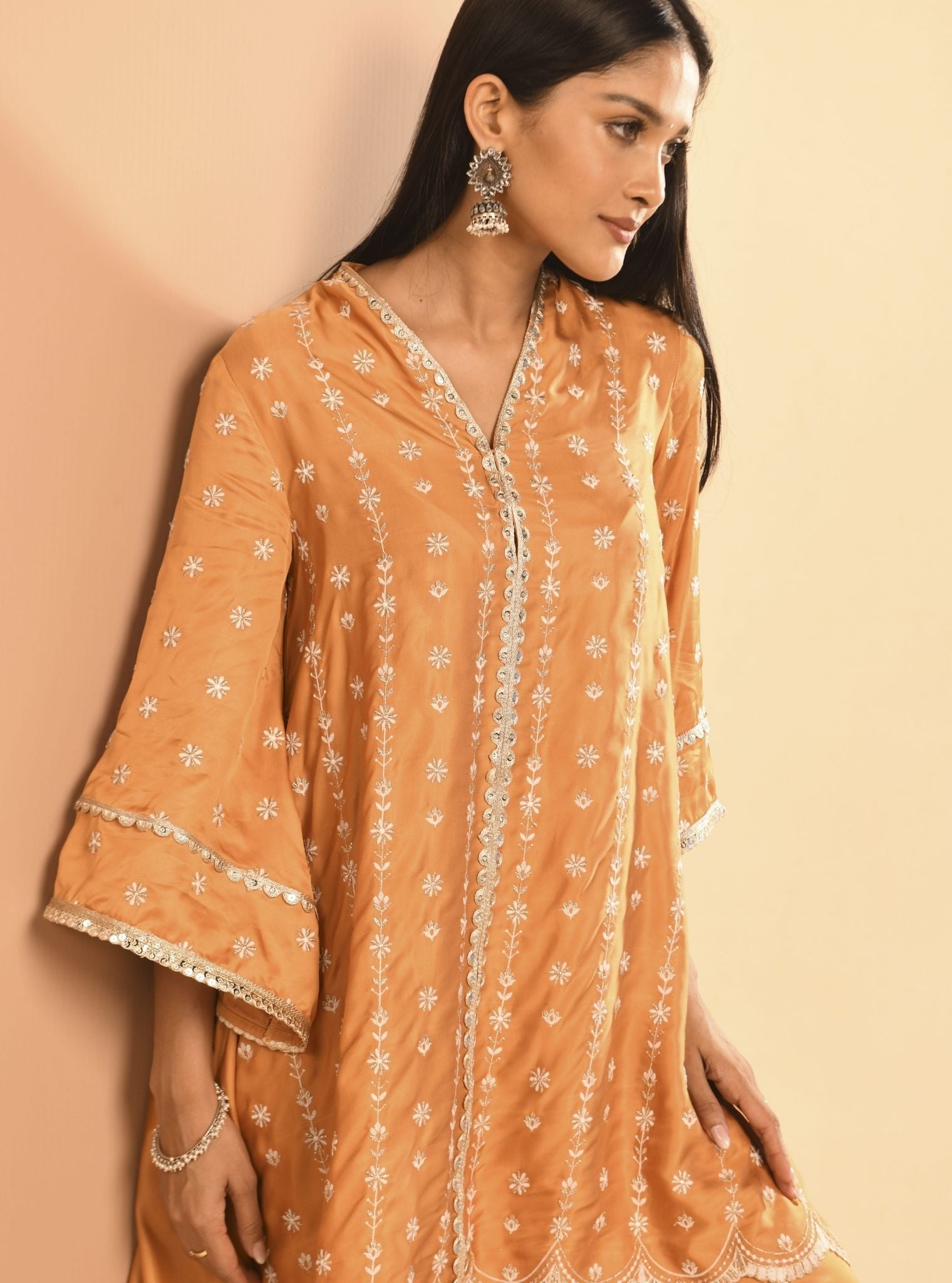 Amara Cupro Orange Kurta Set