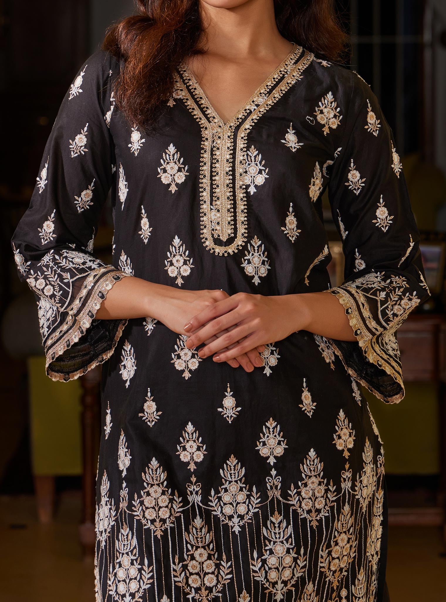 Amaltas Cotton Black Kurta Set