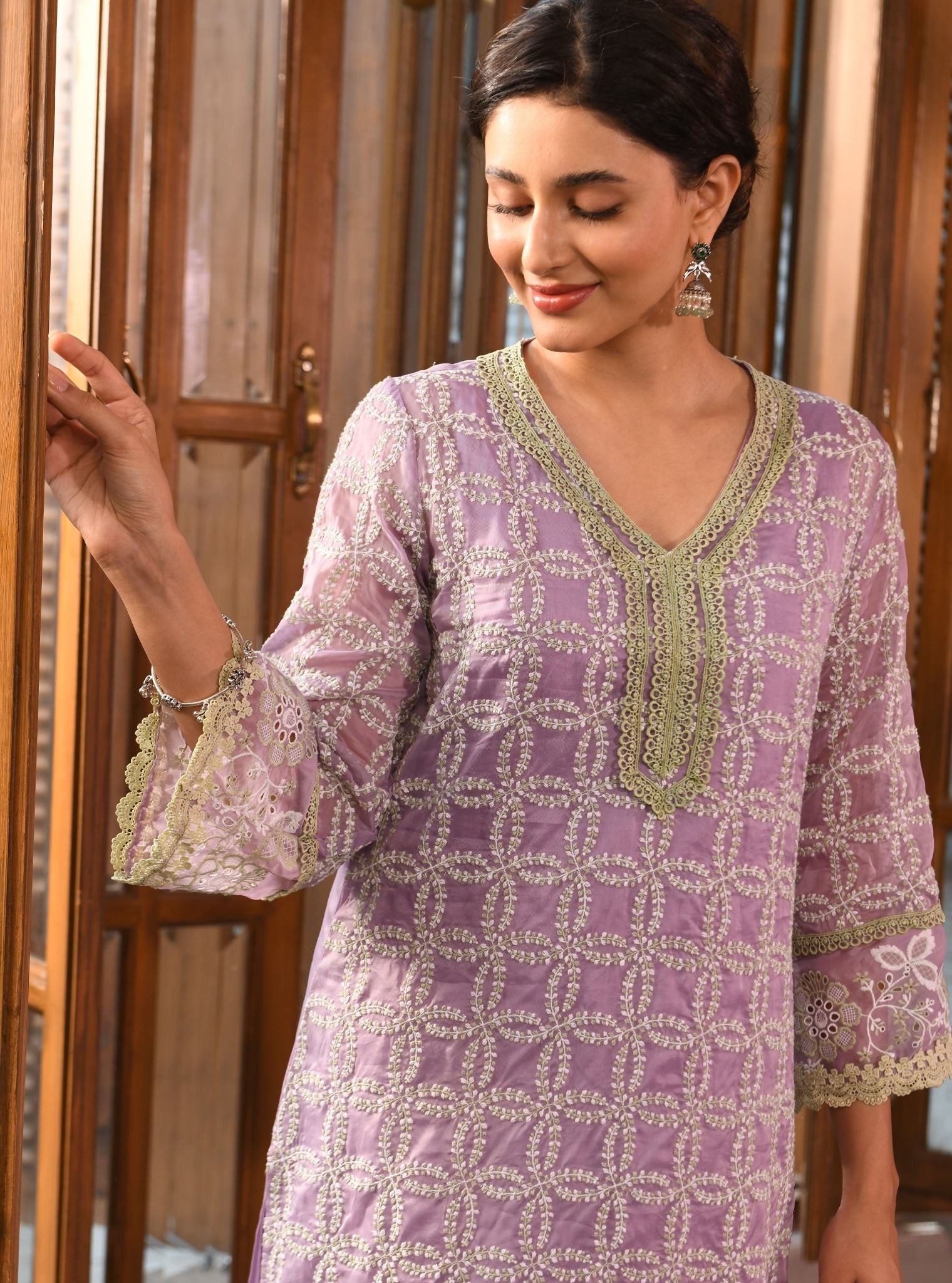 Ayten Organza Lavender Kurta Set