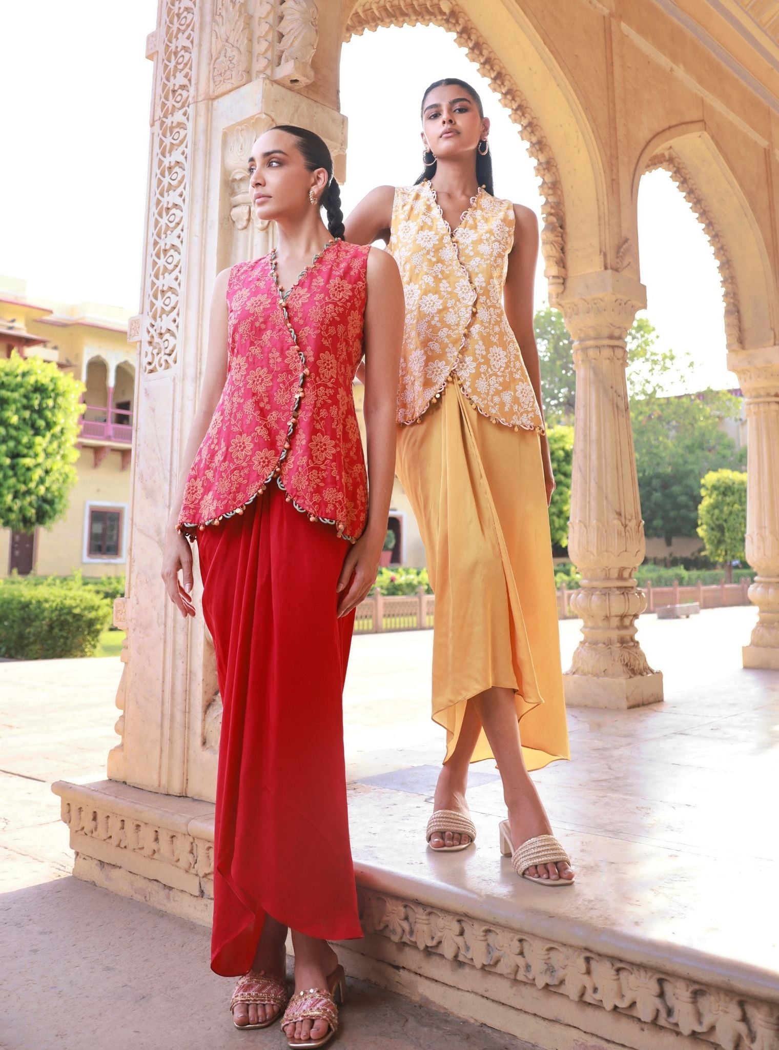 Mehira Supima Cotton Mustard Jacket Set