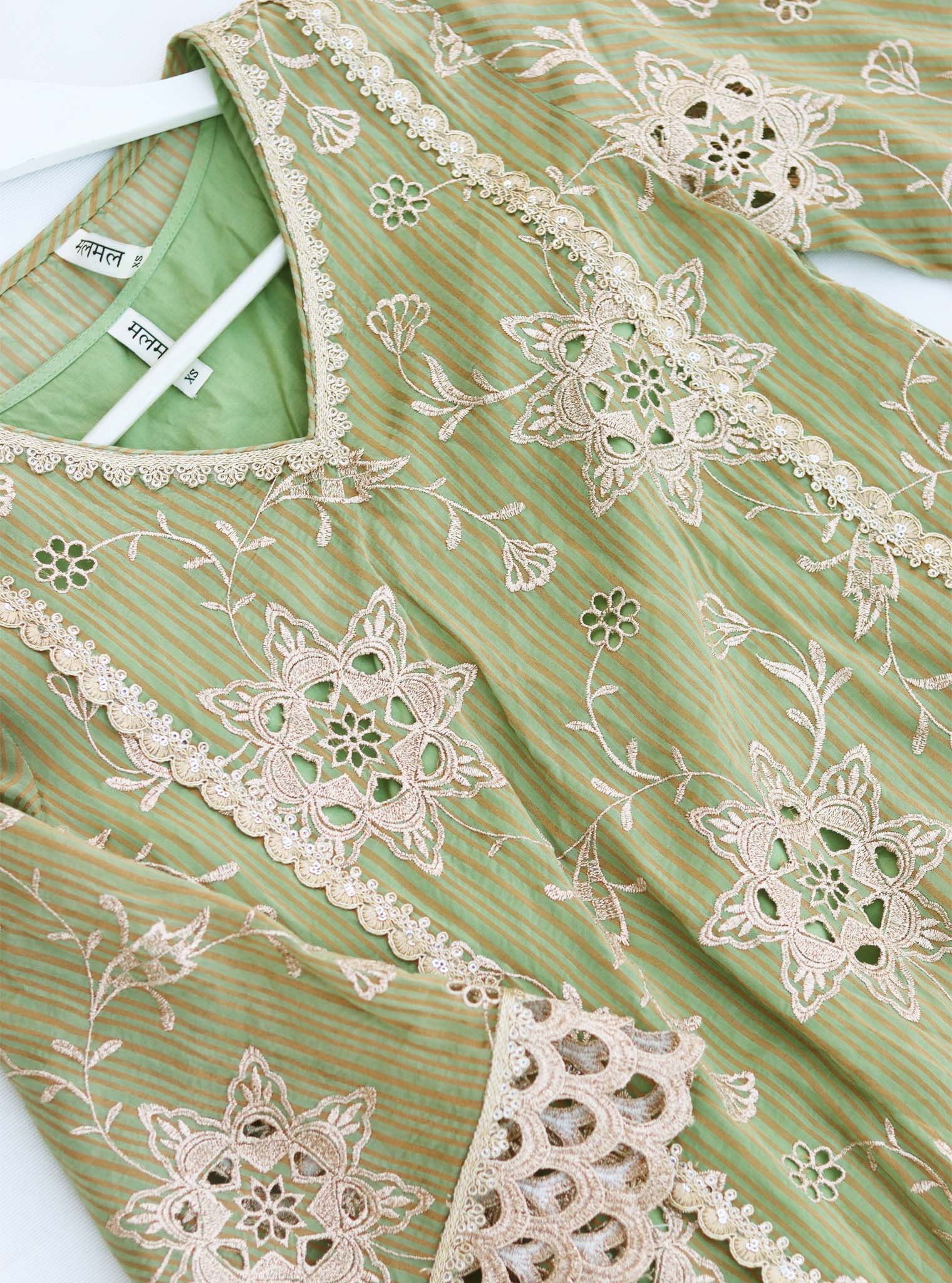 Magan Banarsi Green Kurta Set