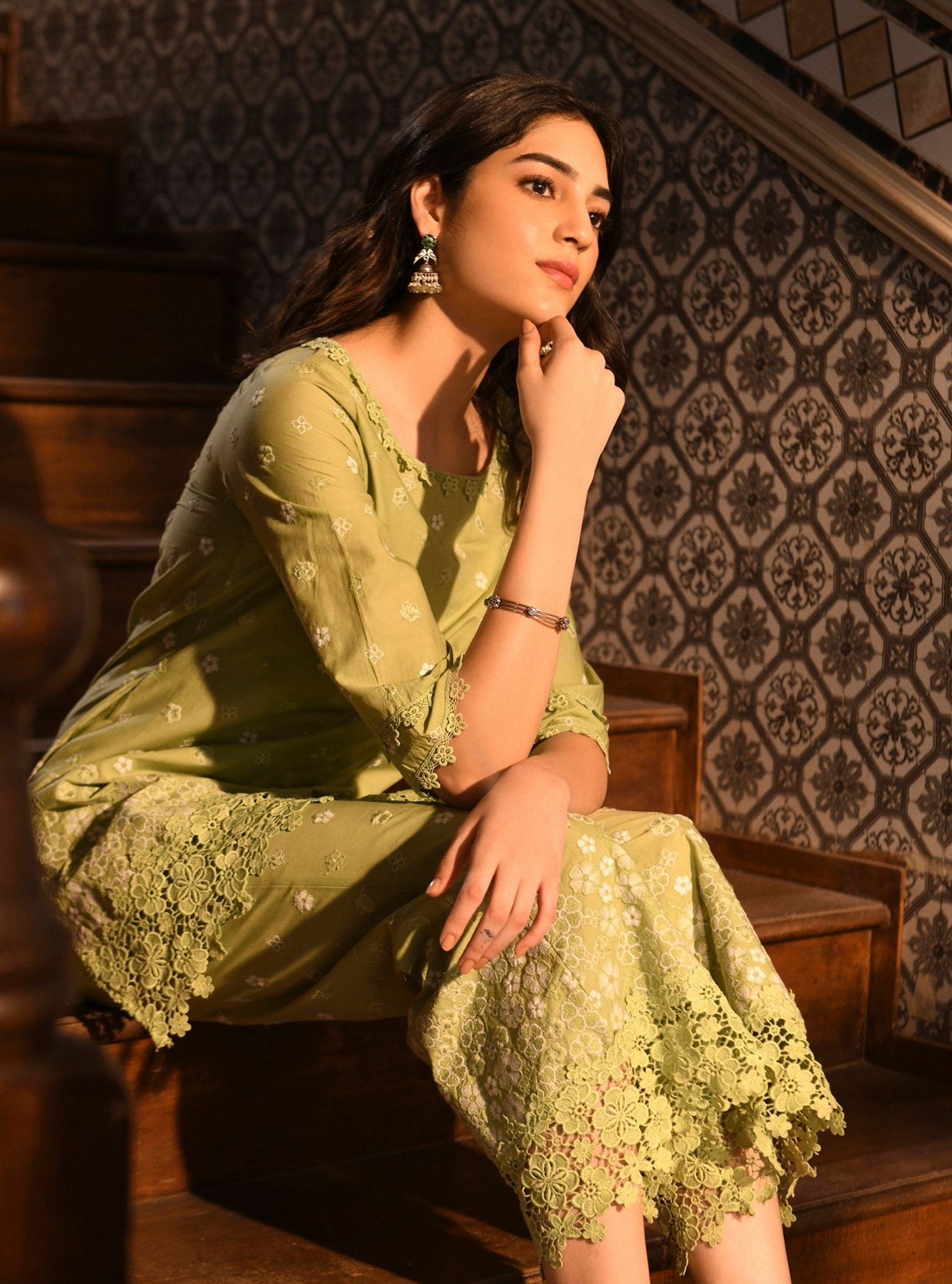 Amiya Cotton Light Green Kurta Set