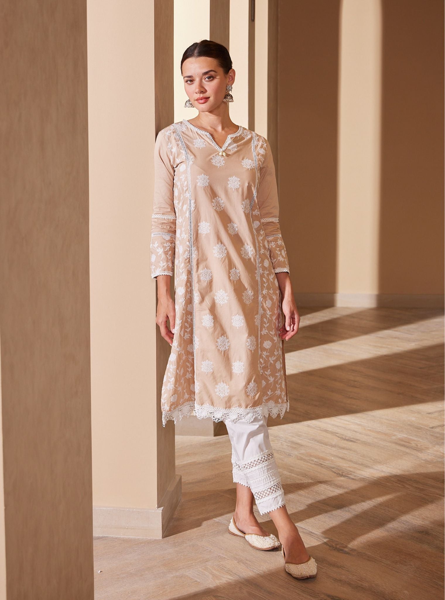 Kannur Cotton Beige Kurta Set