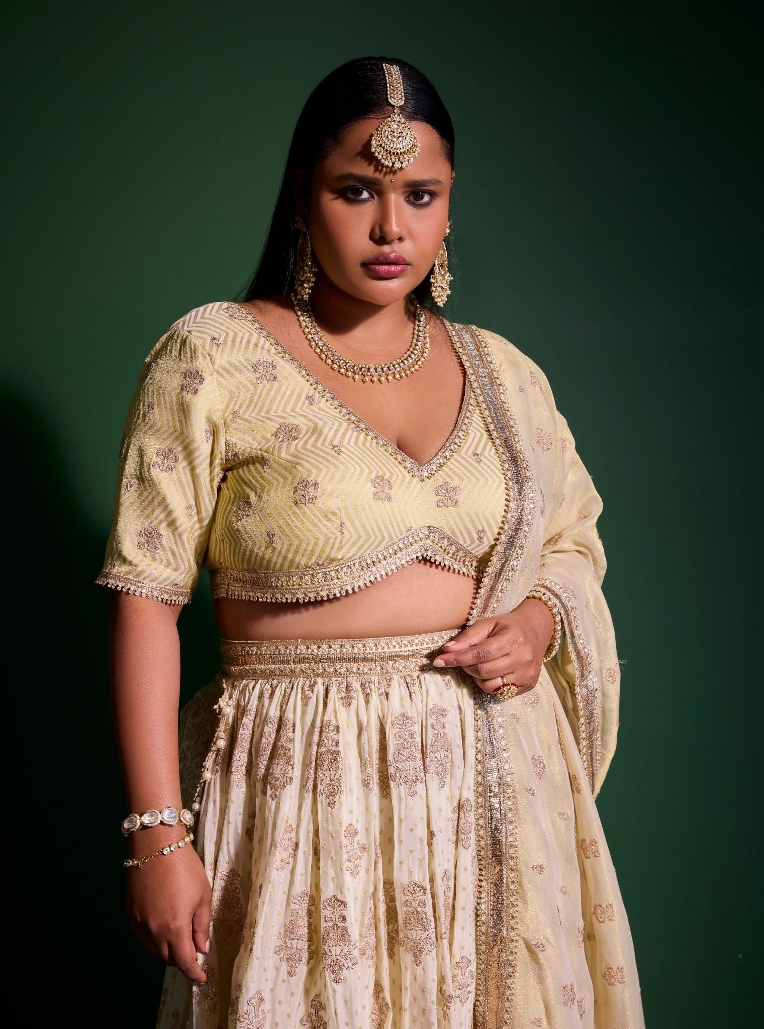 Rang Banarsi Off White Lehenga