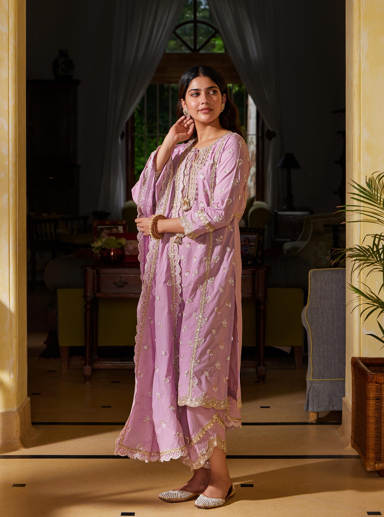 Adah Cotton Lilac Kurta Set