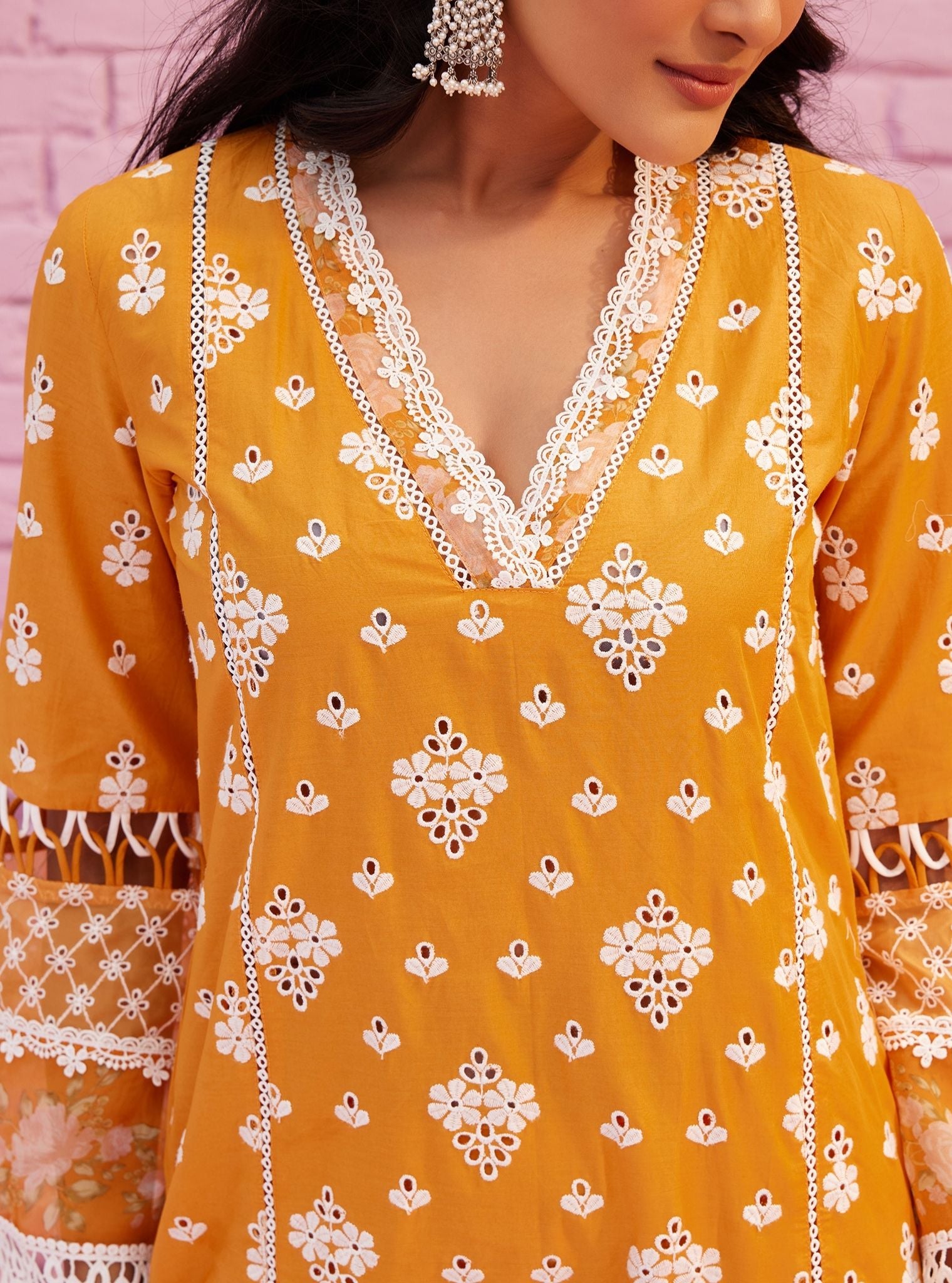 Revaari Cotton Orange Kurta Set