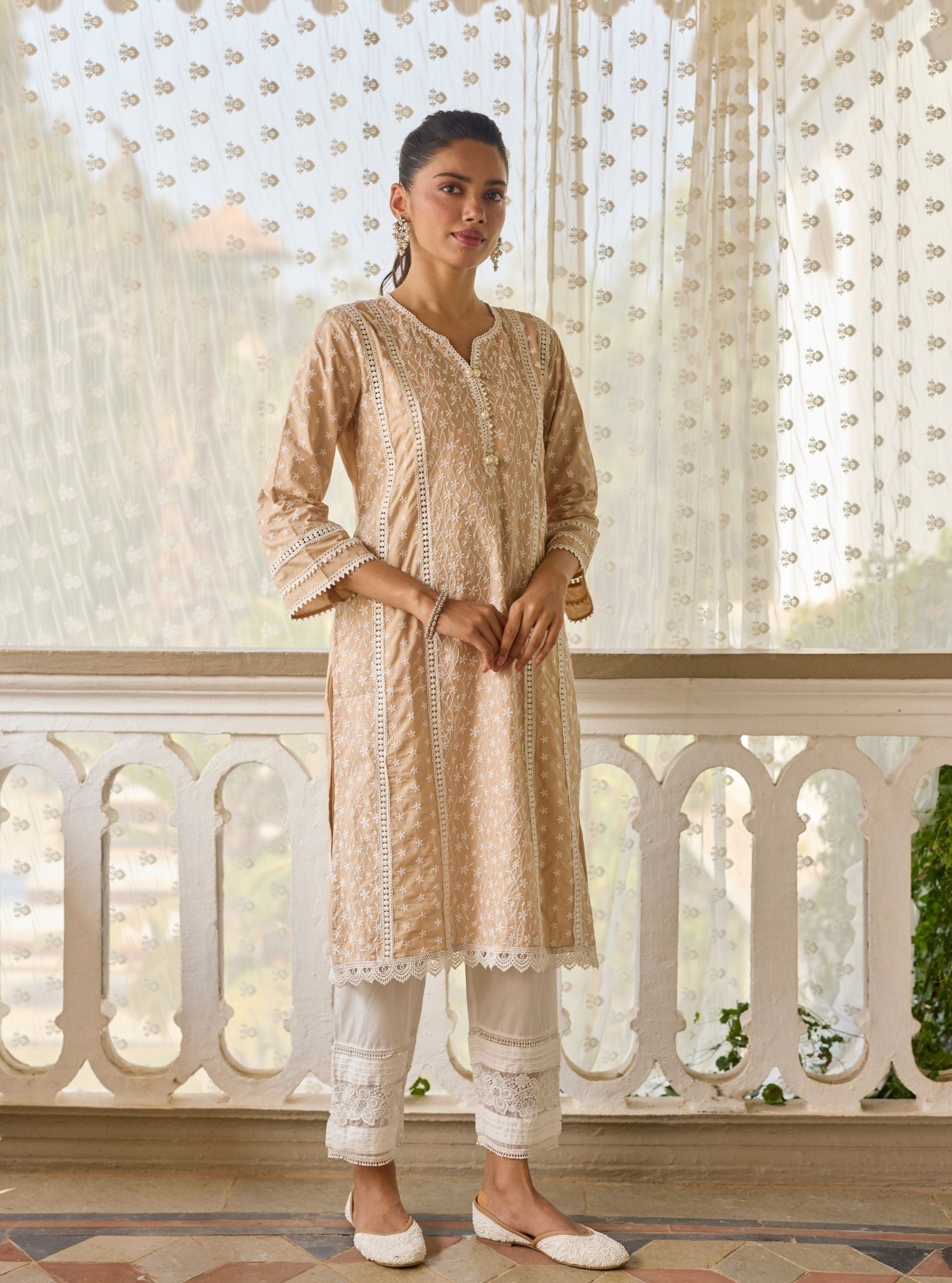 Moira Supima Cotton Beige Kurta Set