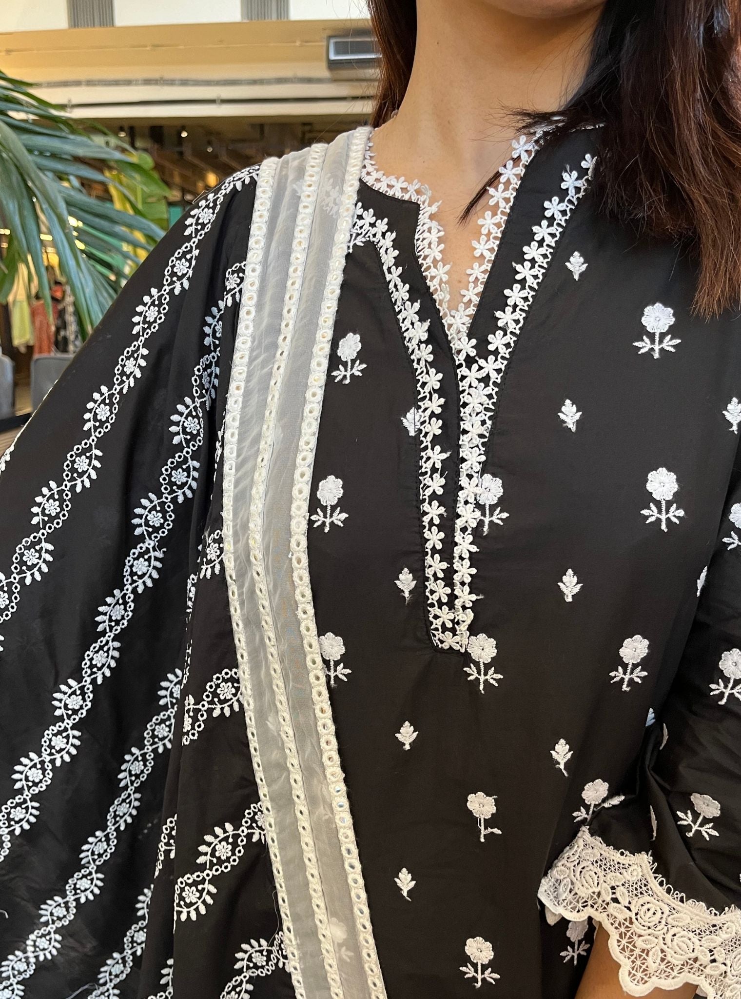 Reine Cotton Black Kurta with Palazzo Set