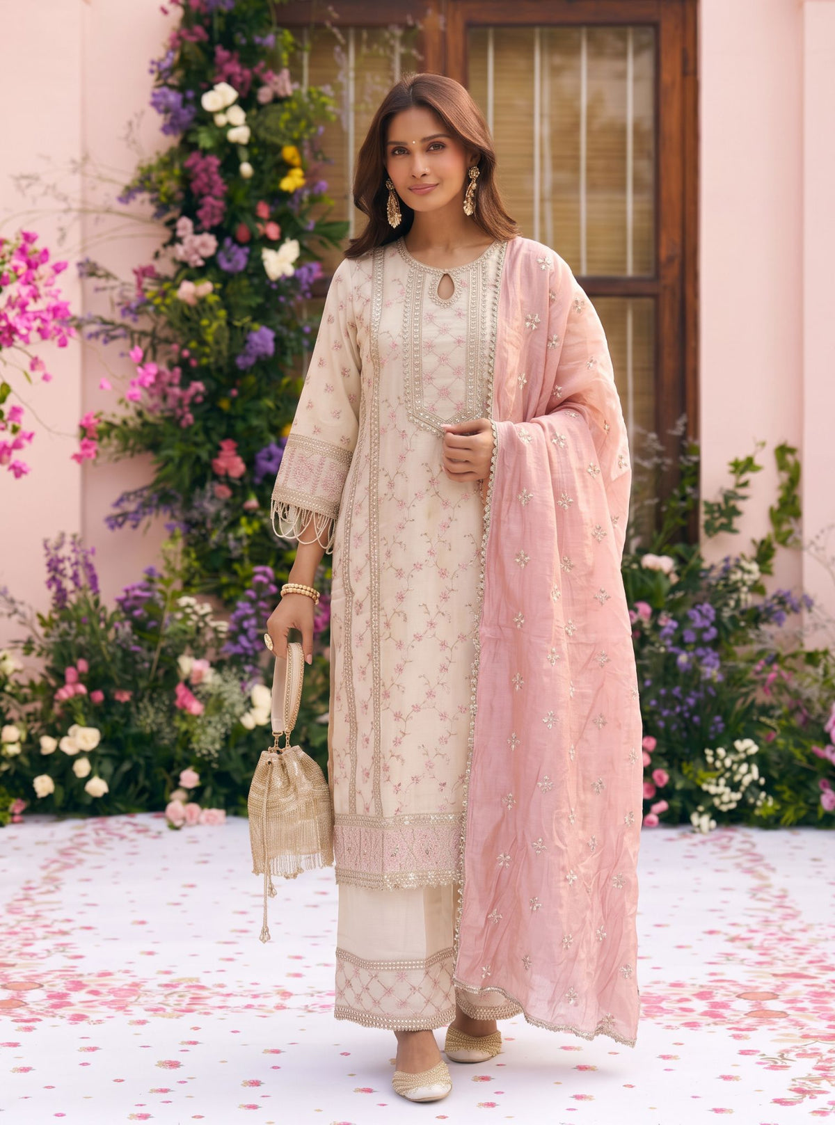 Briti Supima Cotton Off White Kurta Set
