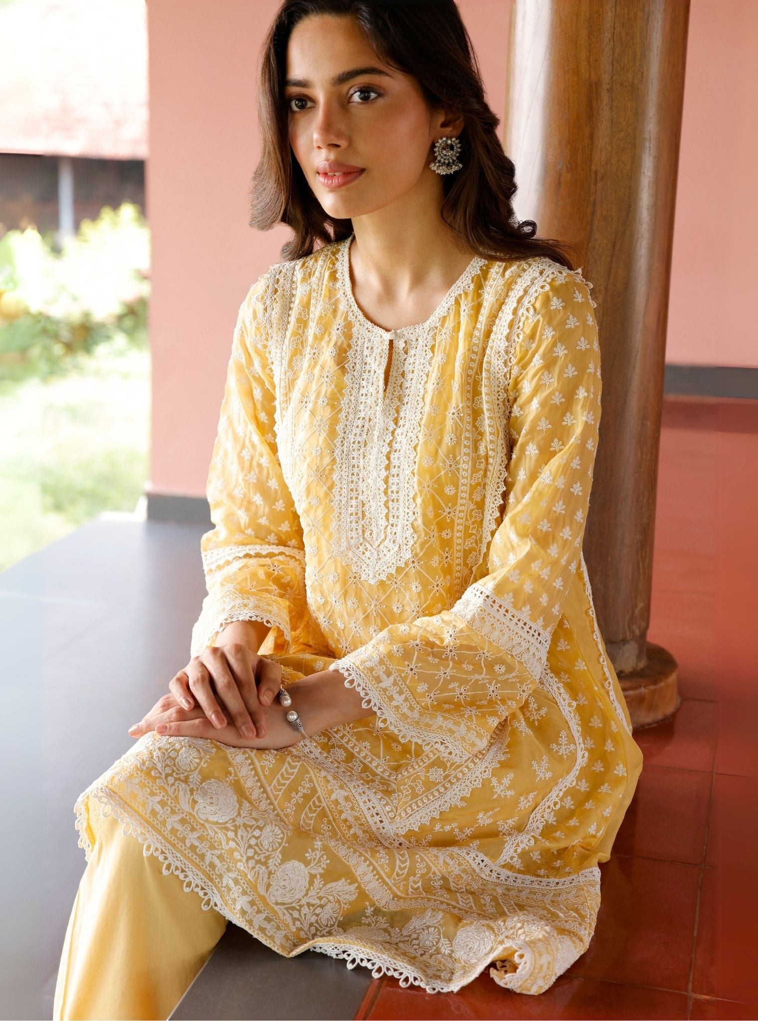 Sritha Organza Yellow Kurta Set