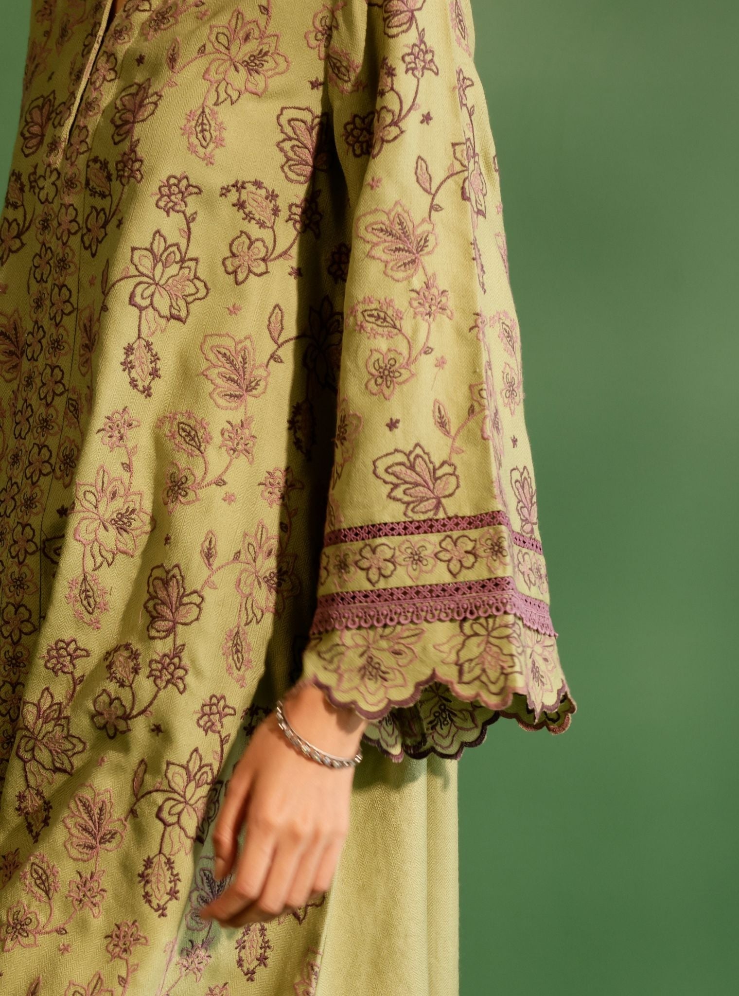 Ellis Wool Green Kurta Set