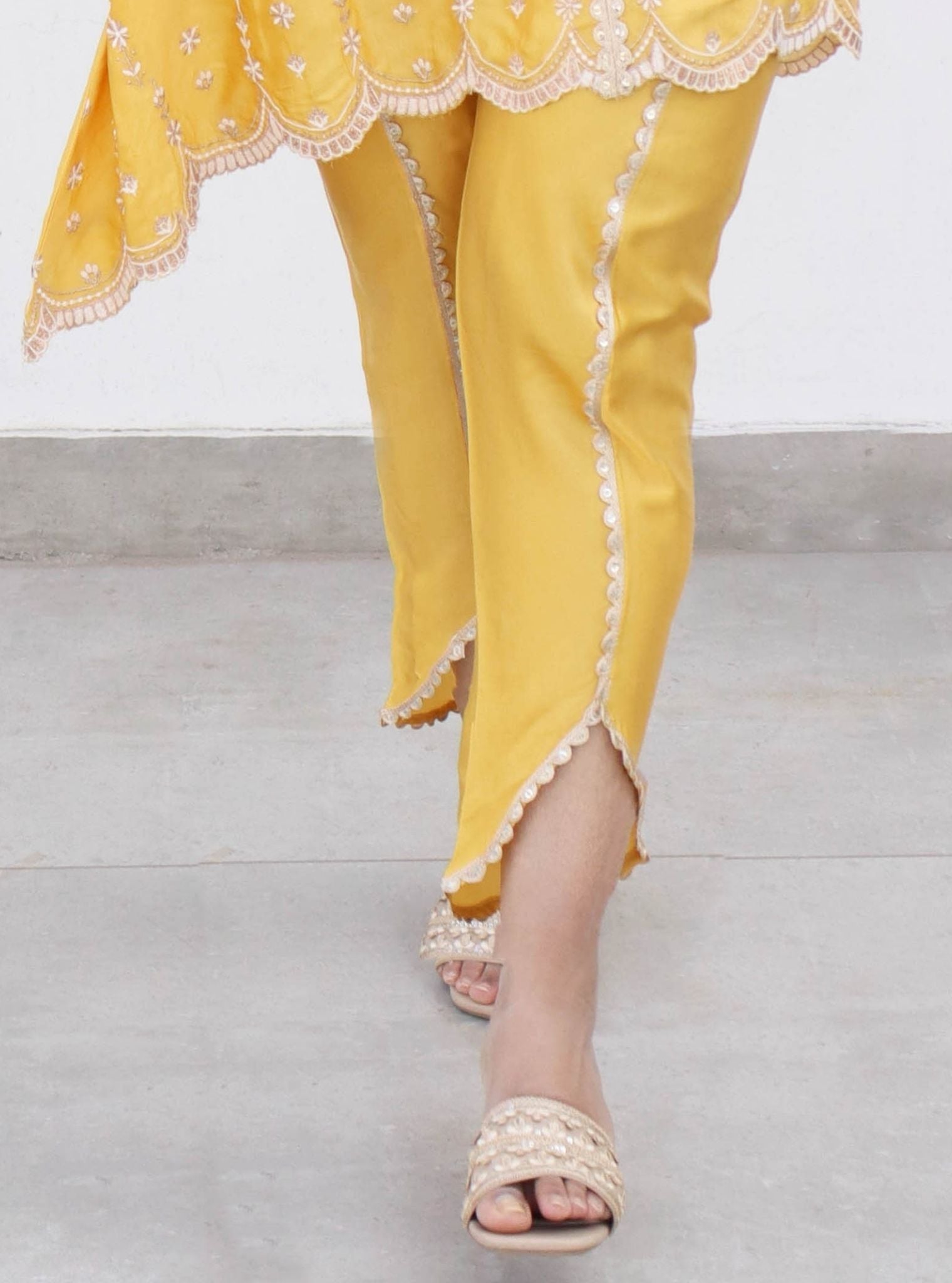 Mulmul Cupro Amara Yellow Dhoti Pant