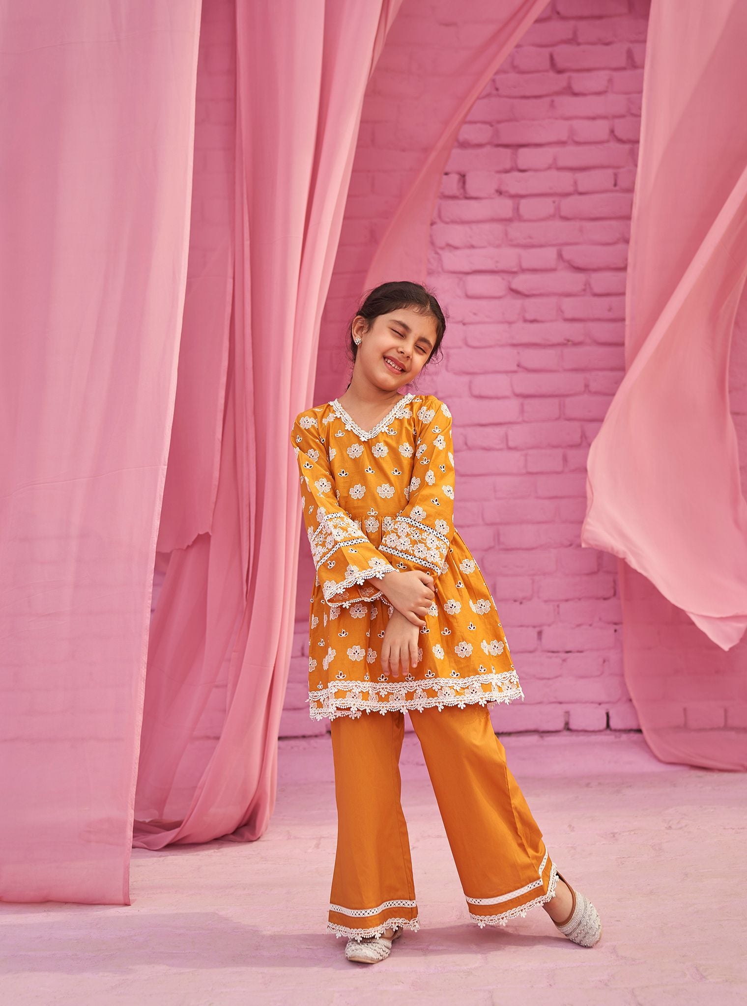 Dwi Cotton Orange Kurta Set