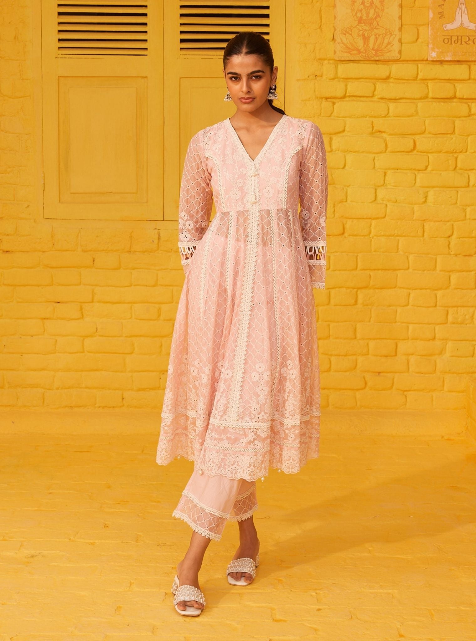 Ilaa Organza Pink Anarkali Kurta Set