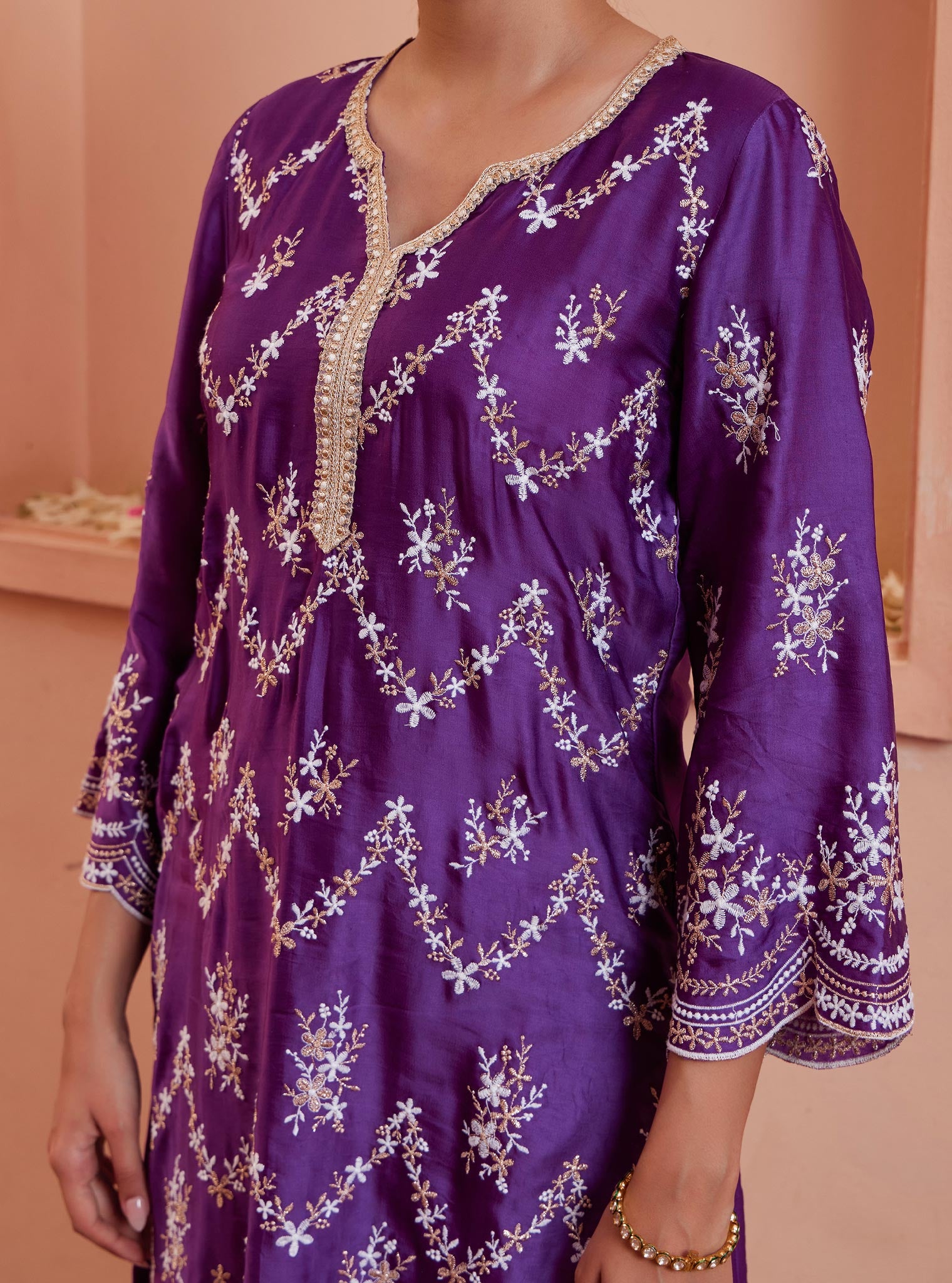 Valaya Cupro Purple Kurta Set