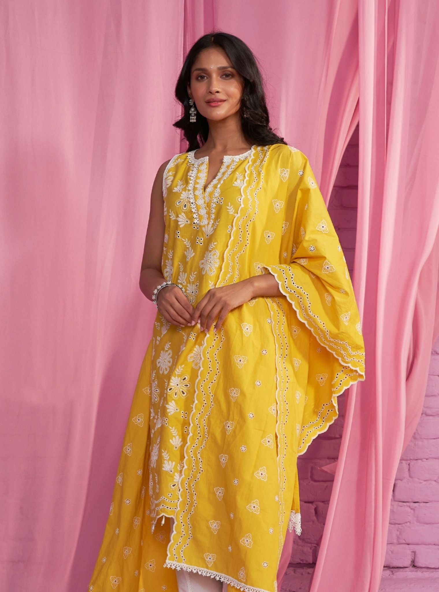 Neel Cotton Yellow Kurta Set