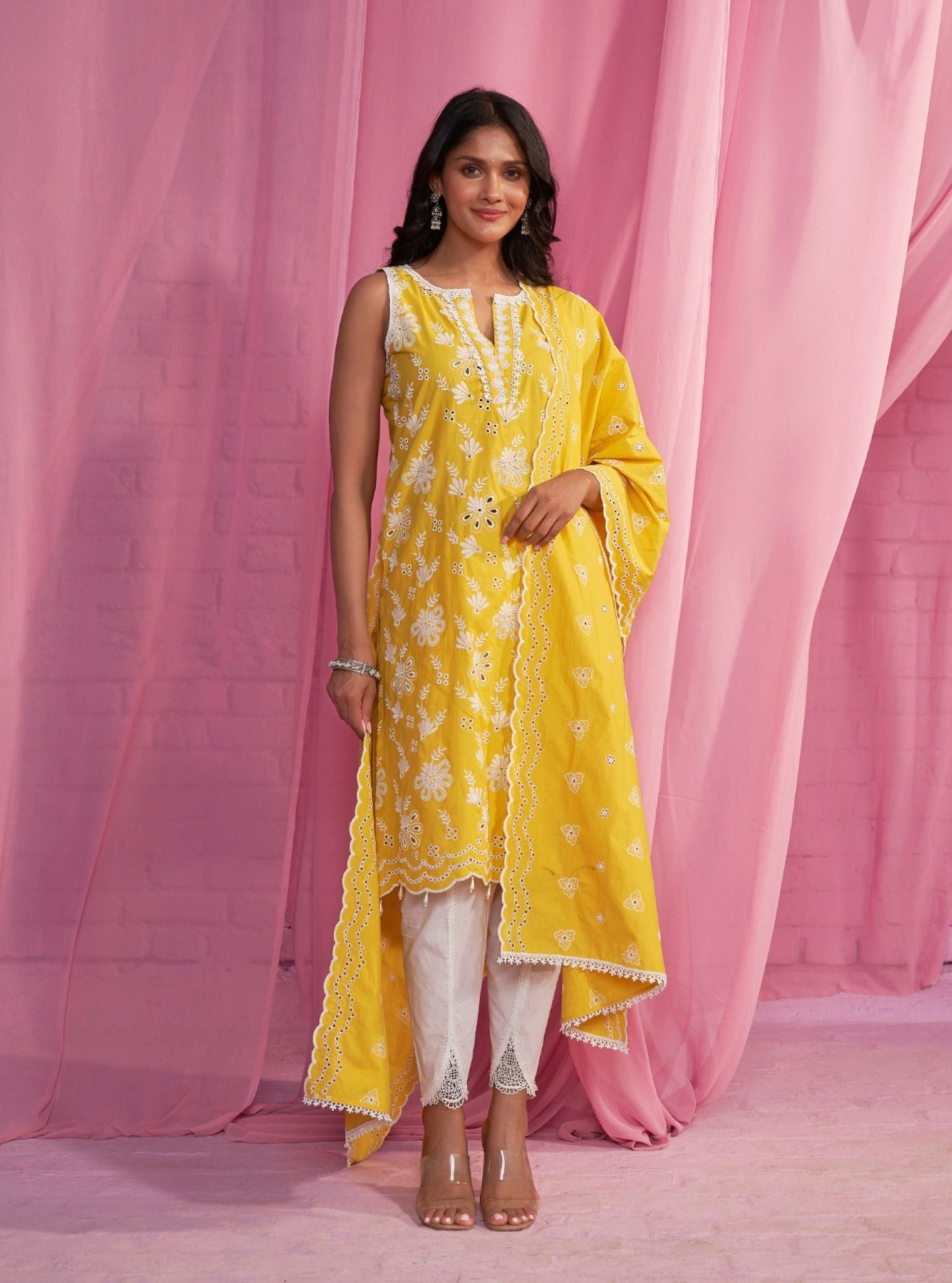 Neel Cotton Yellow Kurta Set