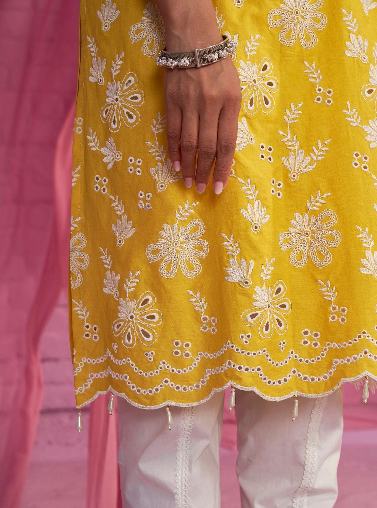 Neel Cotton Yellow Kurta Set