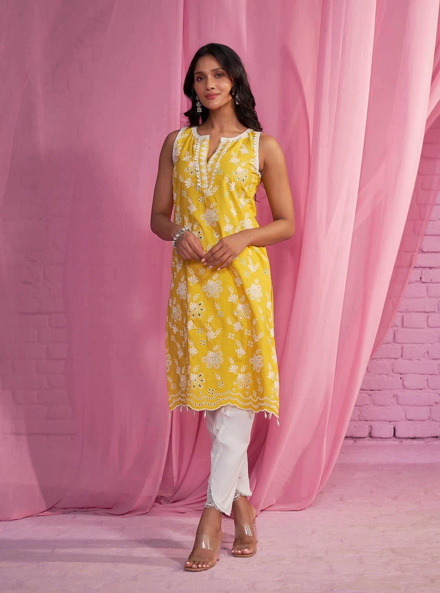 Neel Cotton Yellow Kurta Set
