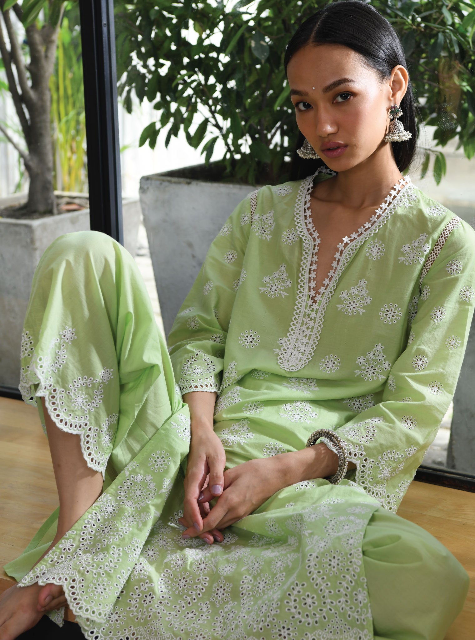 Ripon Cotton Green Kurta Set