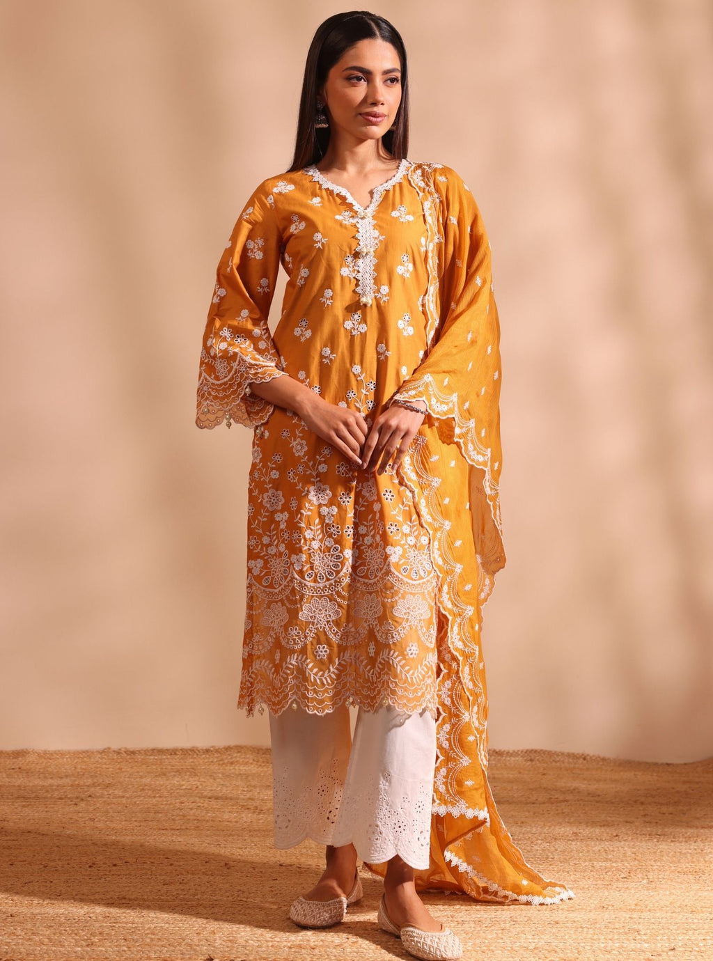 Mulmul Supima Cotton Dawn Orange Kurta