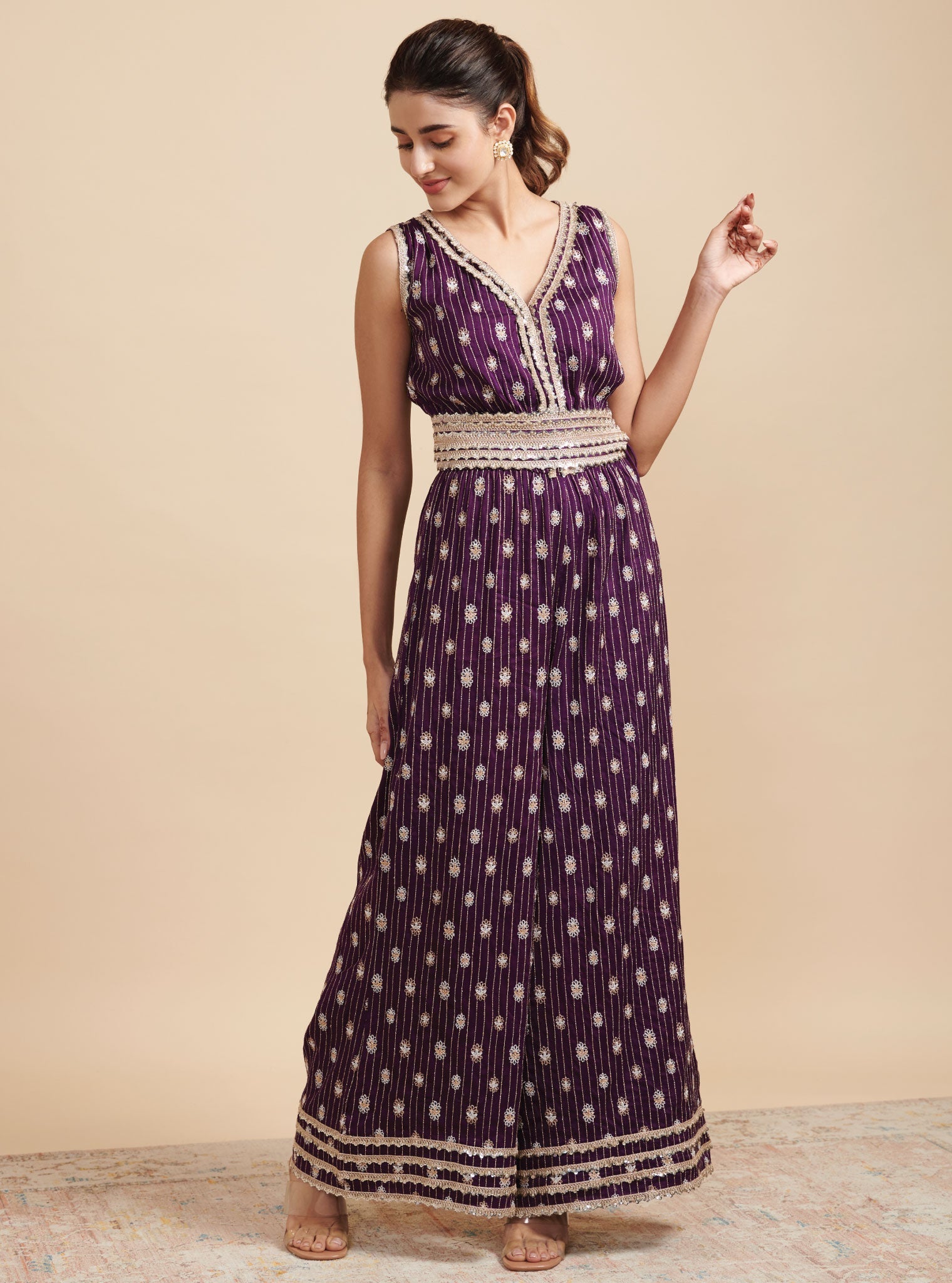 Raabta Silk Purple Jumpsuit