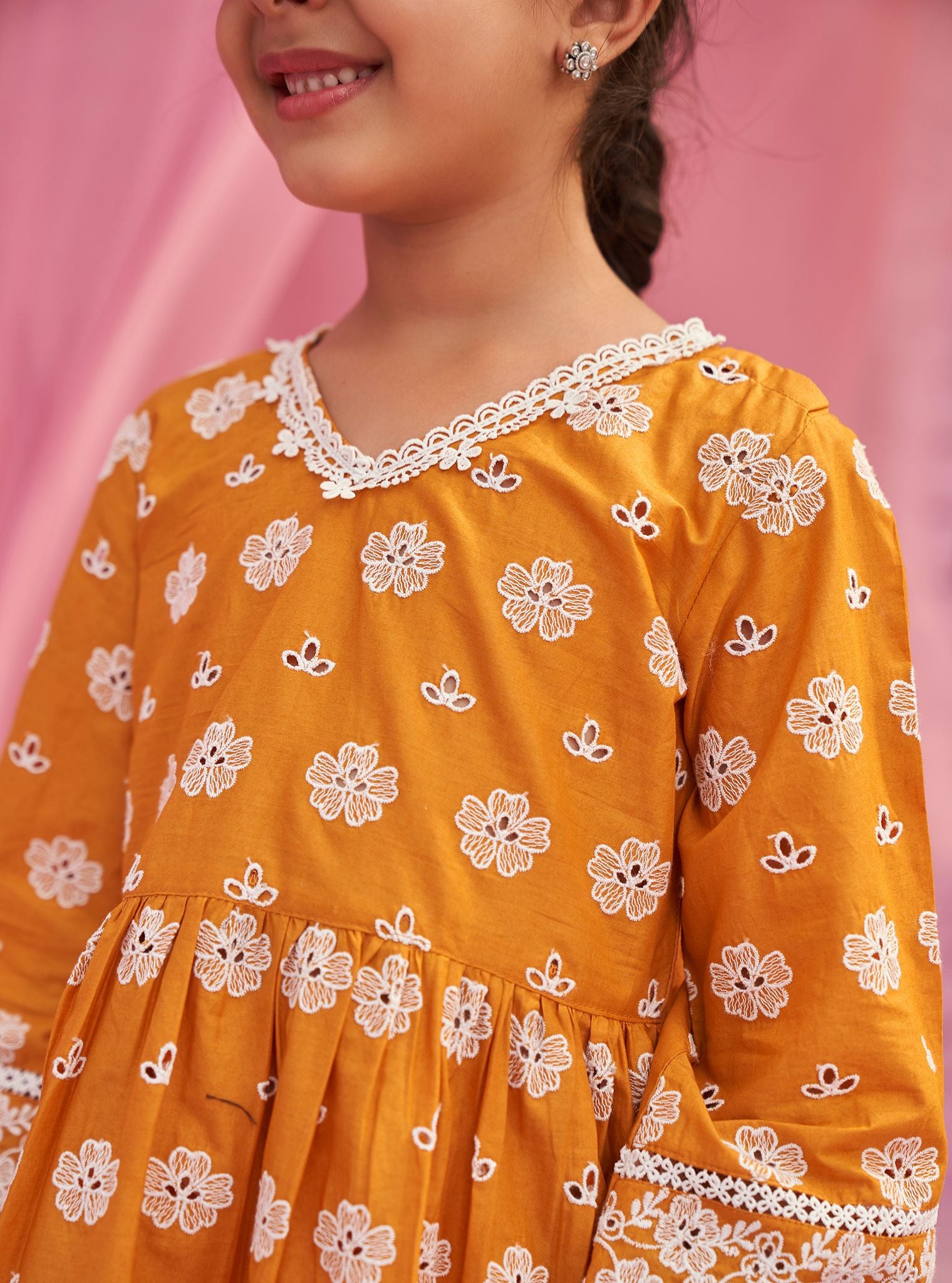 Dwi Cotton Orange Kurta Set