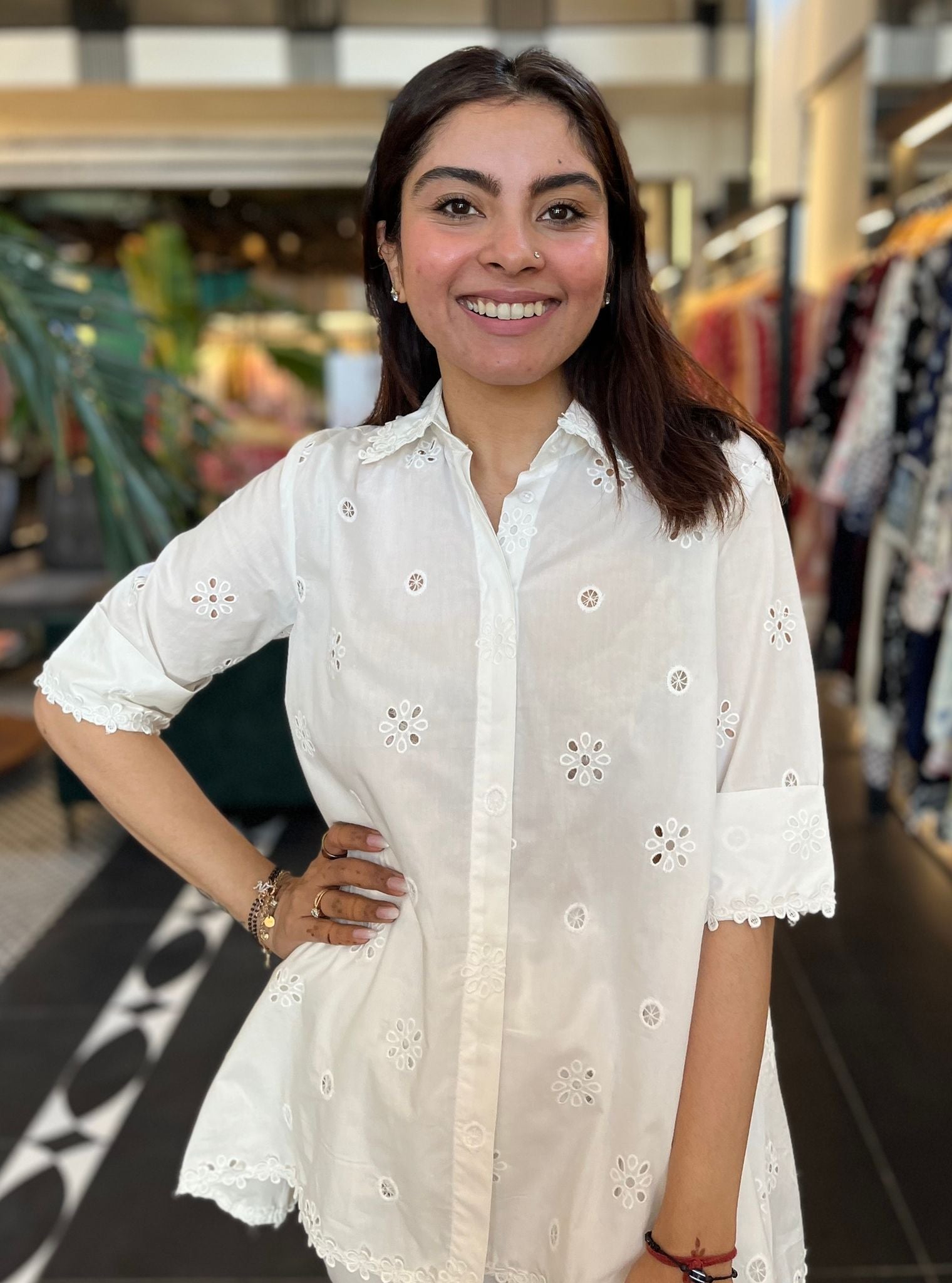 Noemie Cotton White Shirt Co-ord Set