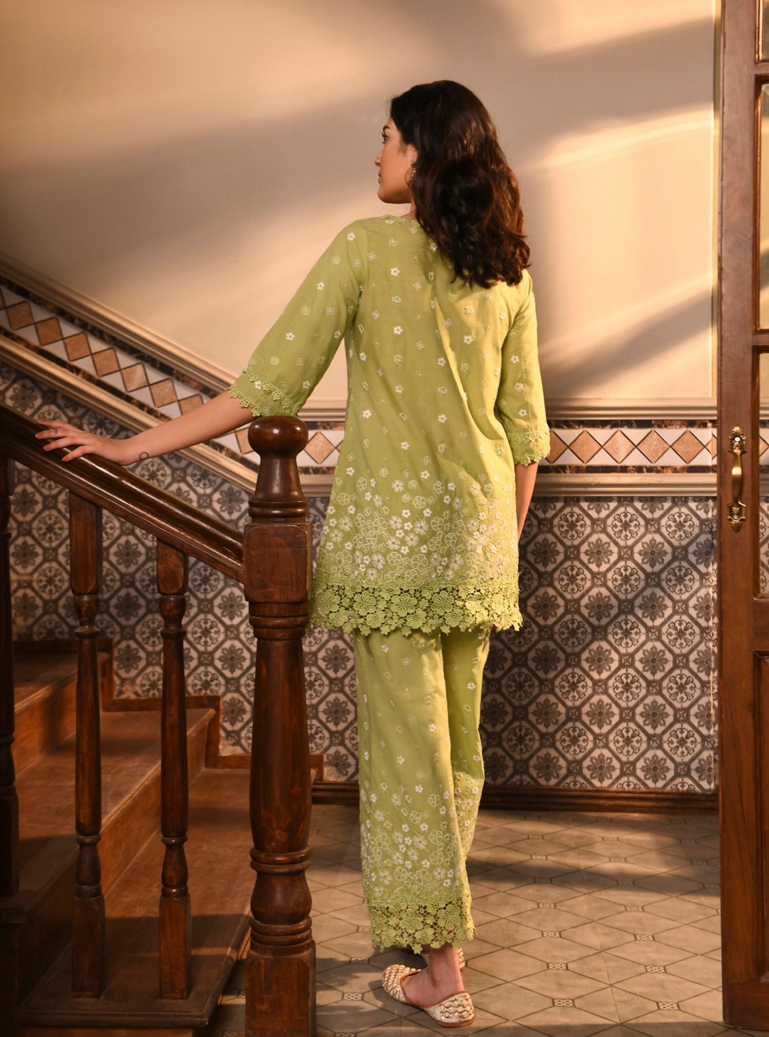 Amiya Cotton Light Green Kurta Set