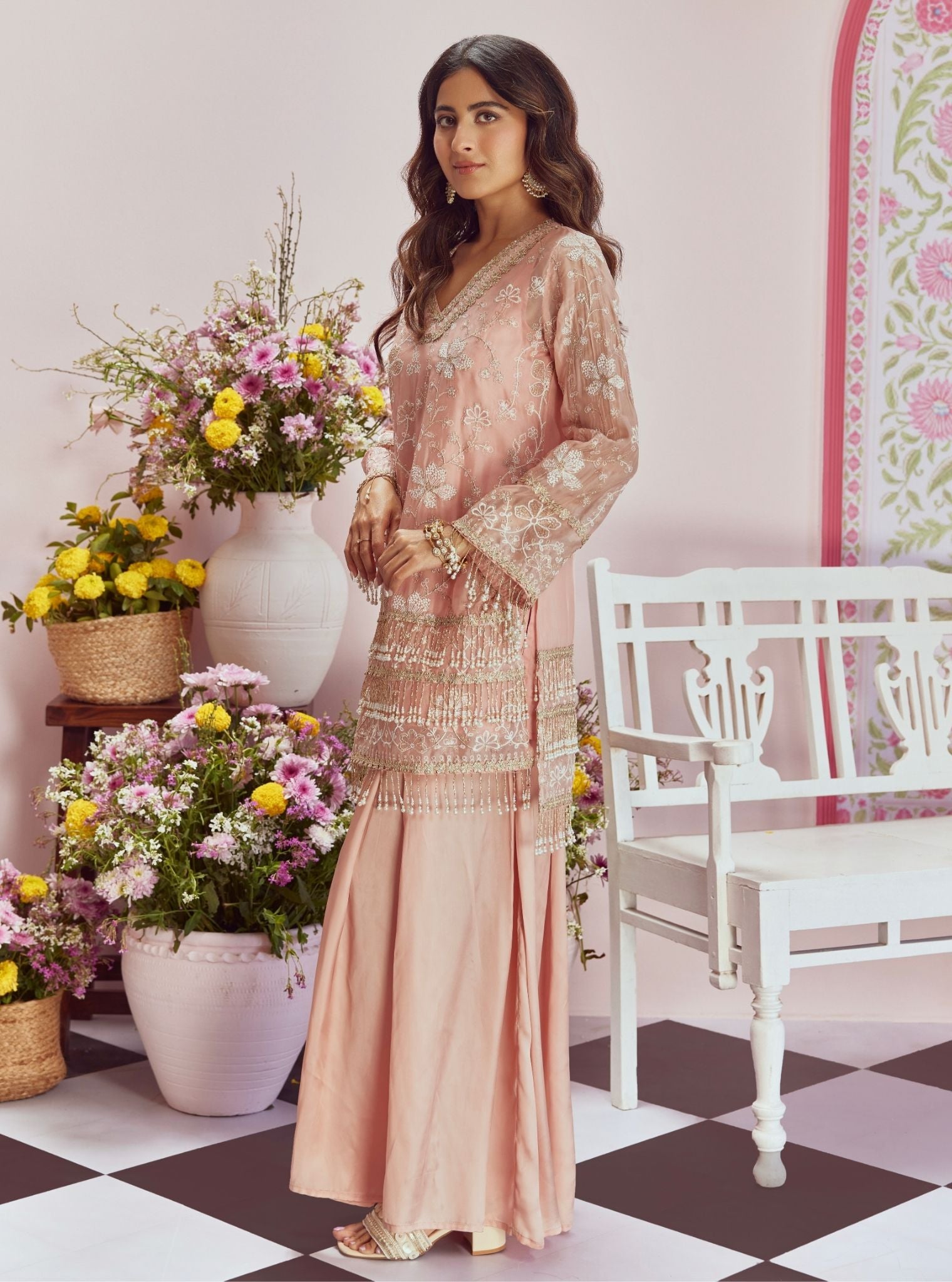 Raag Organza Pink Kurta Set