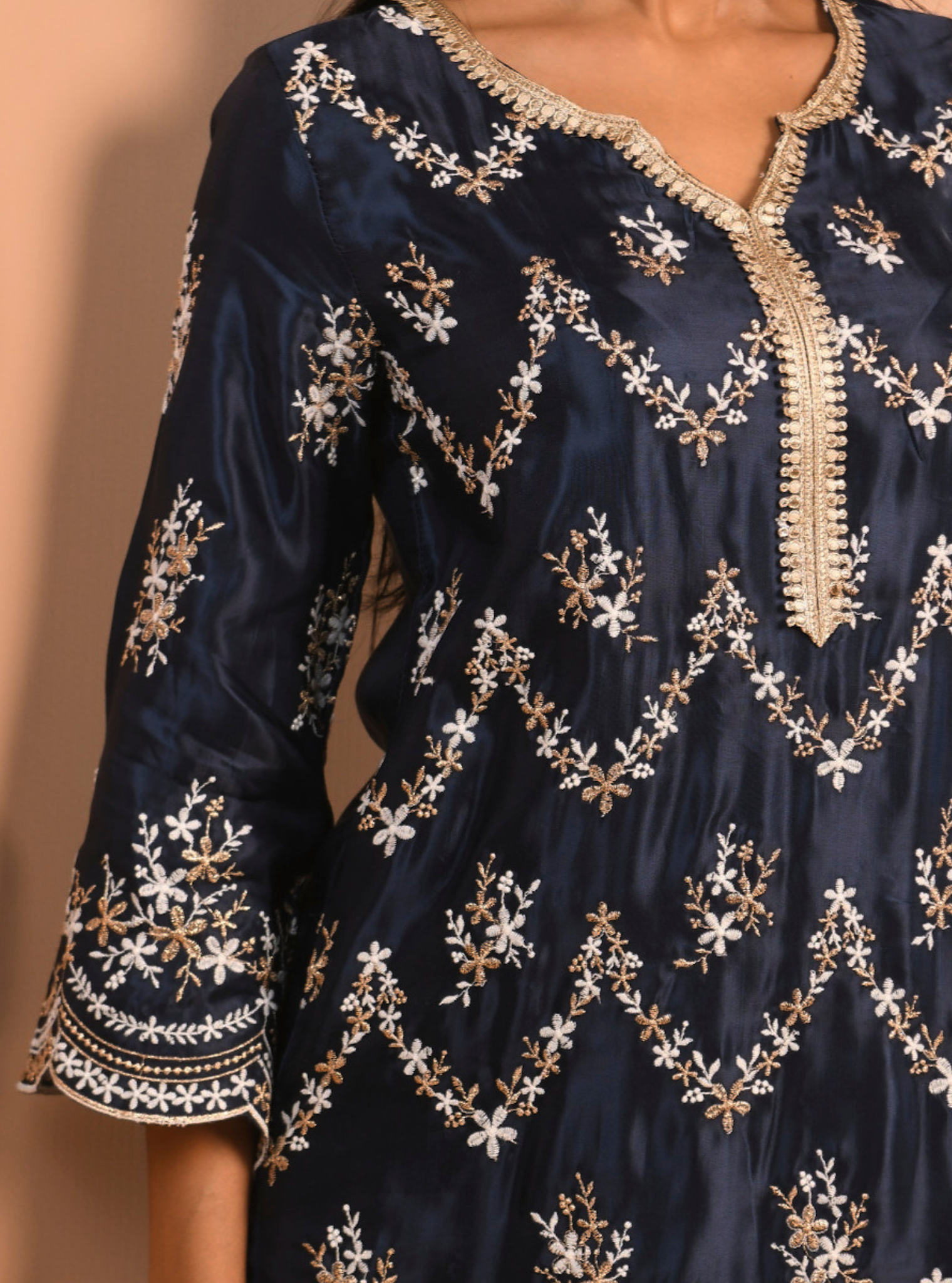 Valaya Cupro Navy Kurta Set
