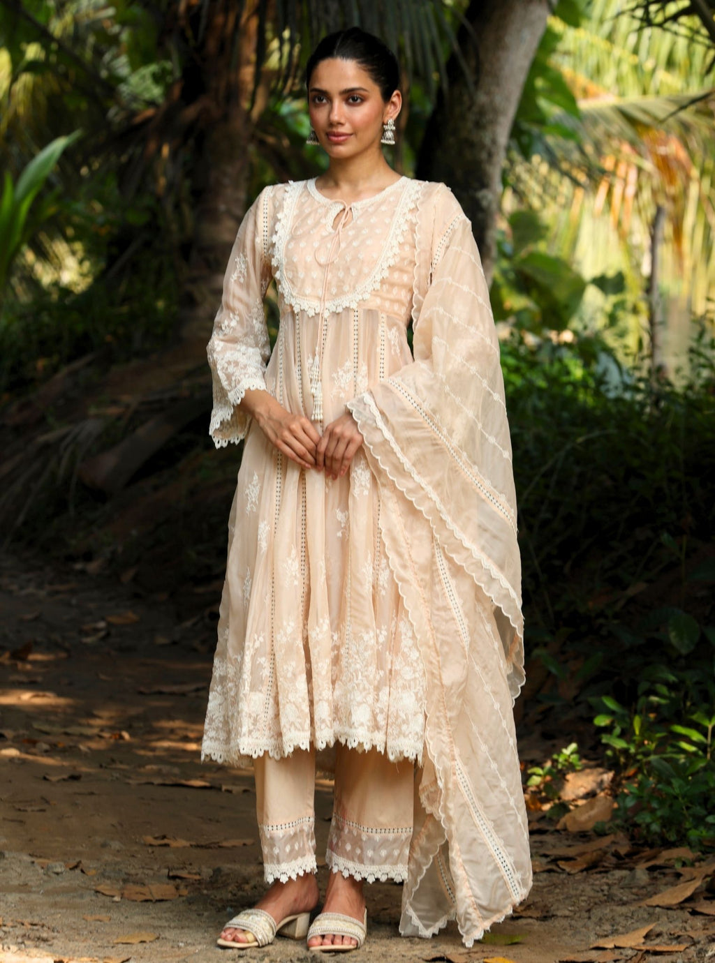 Neesa Organza Pink Anarkali Kurta Set main image 1