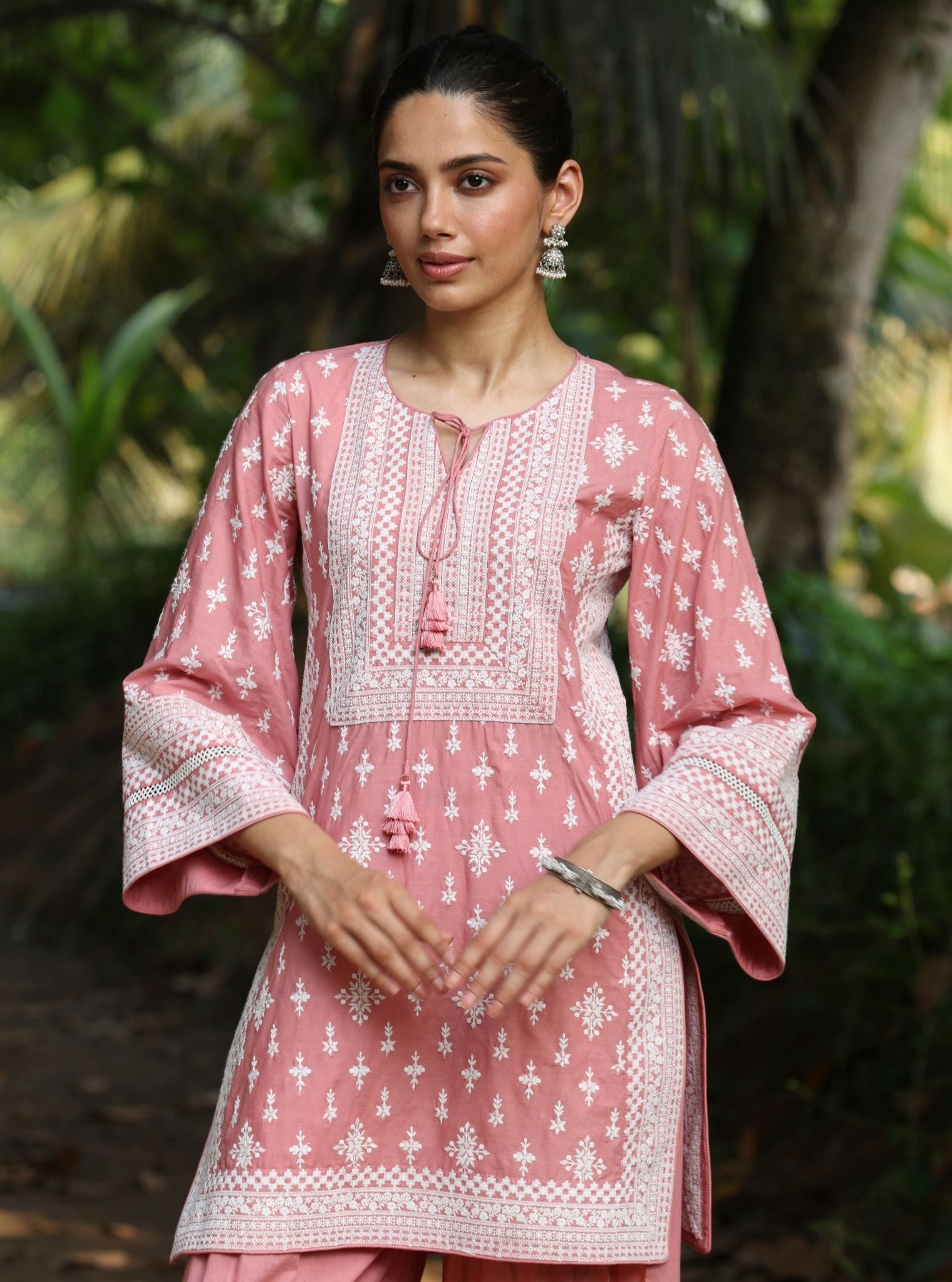 Sree Supima Cotton Salmon Pink Kurta Set