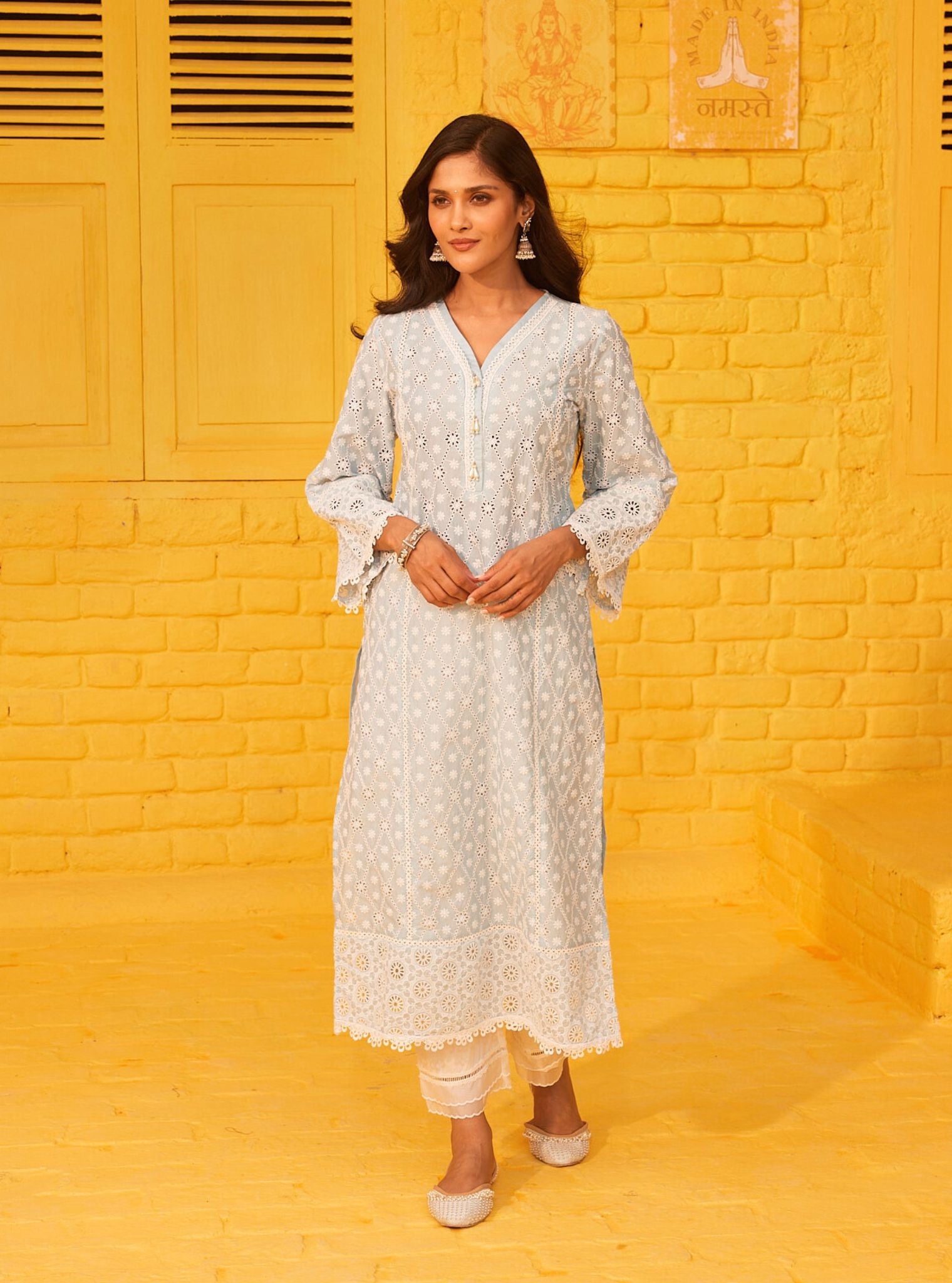 Asti Cotton Light Blue Kurta Set