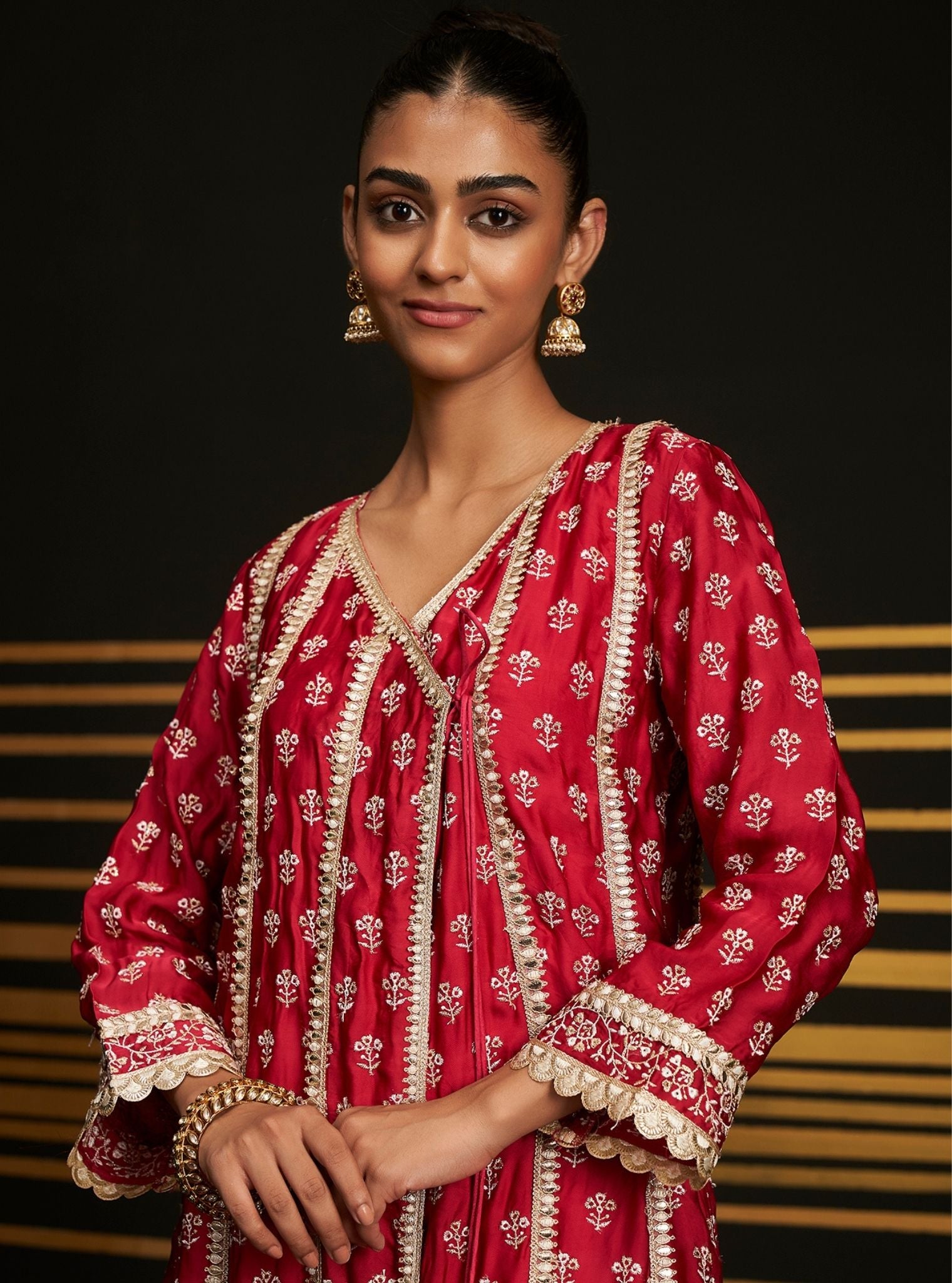 Patola Organza Satin Fuschia Anarkali Kurta