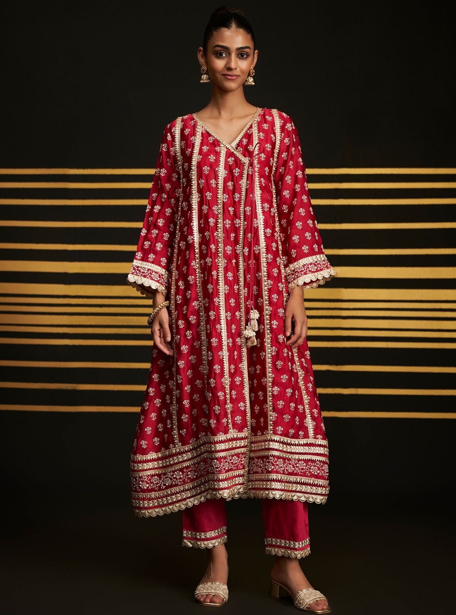 Patola Organza Satin Fuschia Anarkali Kurta