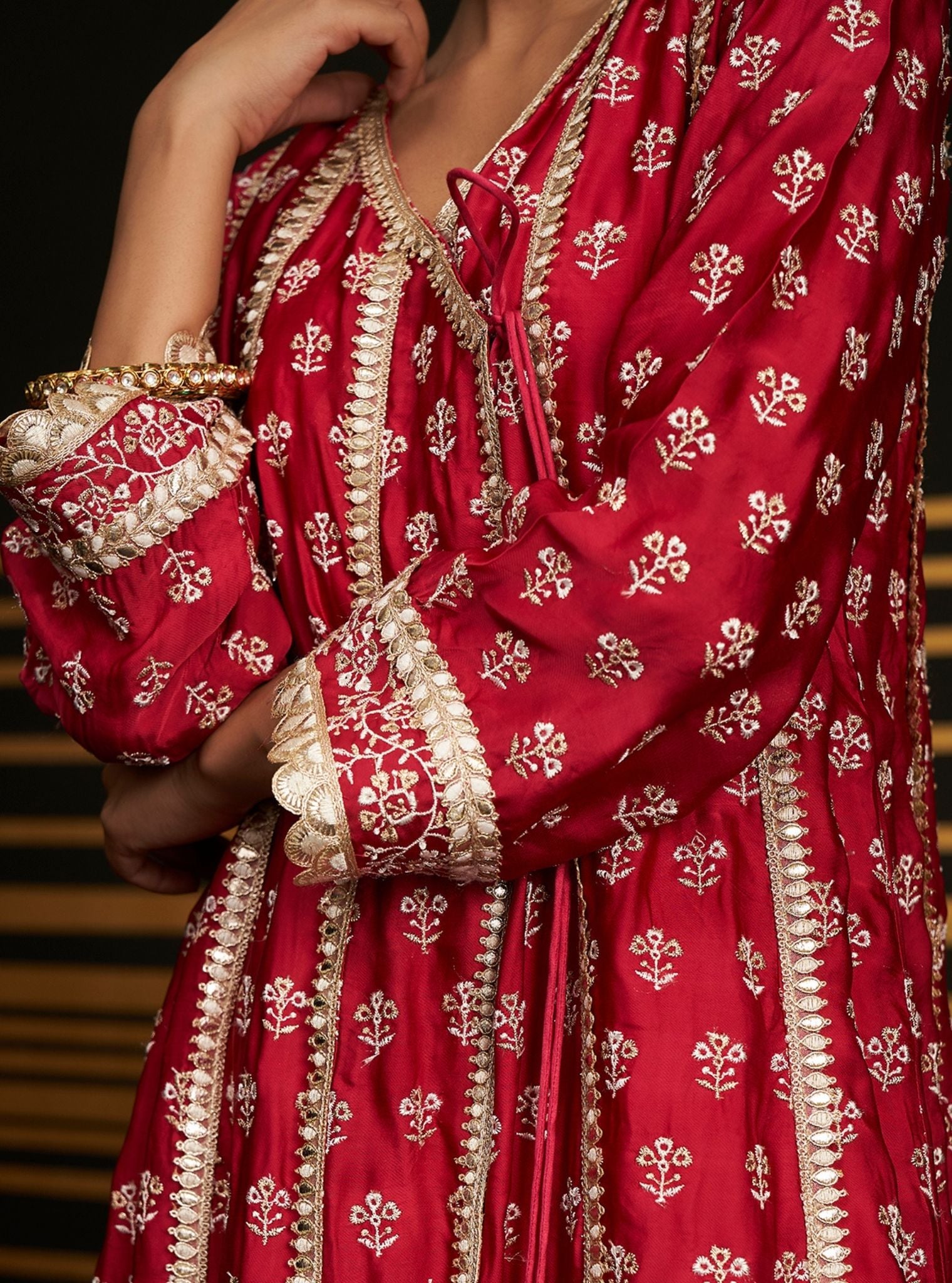 Patola Organza Satin Fuchsia Anarkali Kurta Set