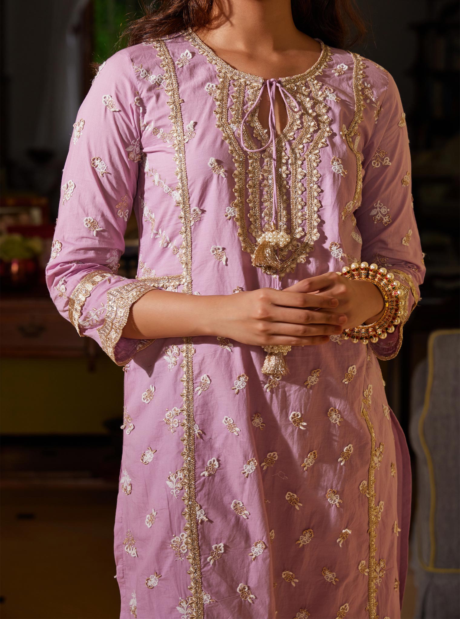 Adah Cotton Lilac Kurta Set