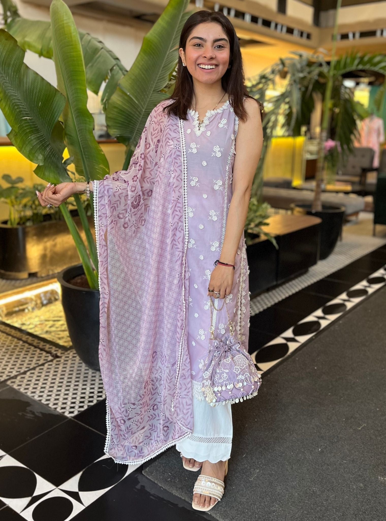 Meha Cotton Lilac Kurta Set