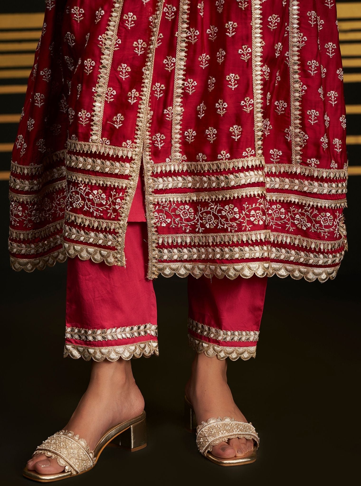 Patola Organza Satin Fuschia Anarkali Kurta