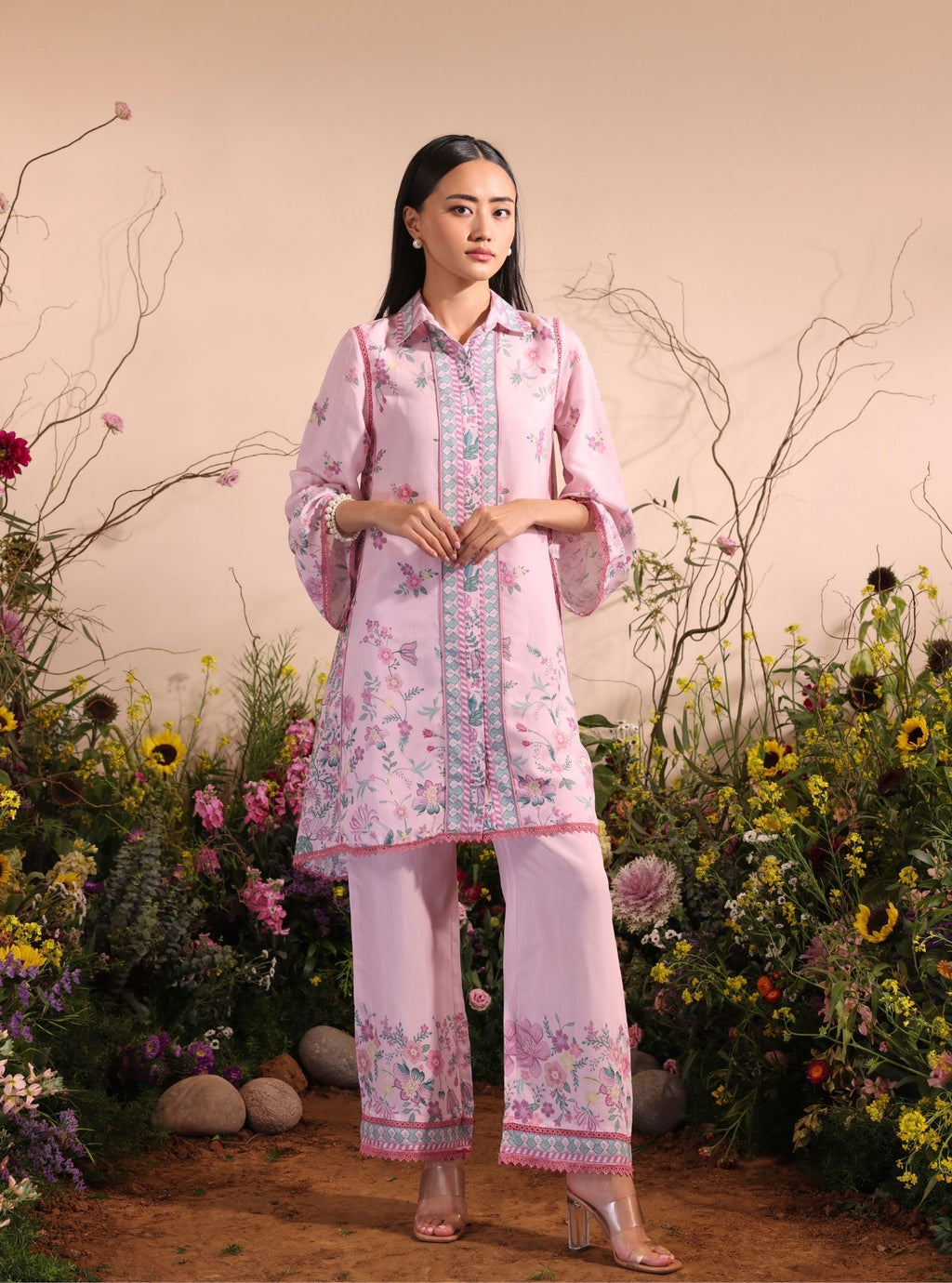 Niamh Lawn Printed White Co-ord Set