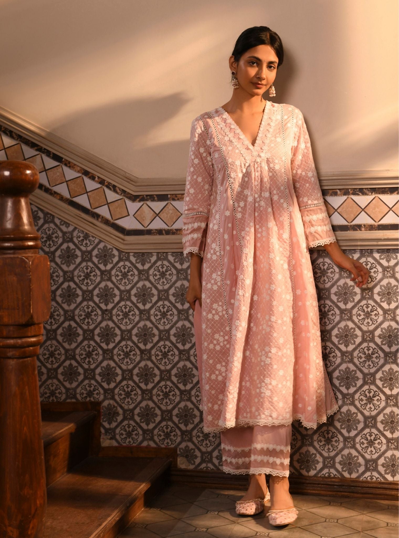 Kishi Cotton Light Pink Kurta Set