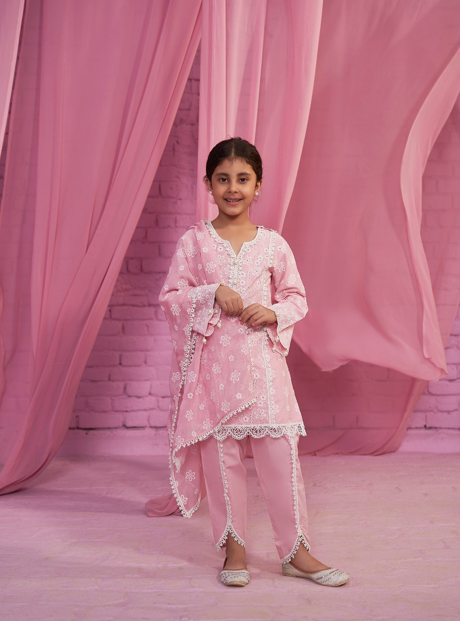 Elin Cotton Pink Kurta Set