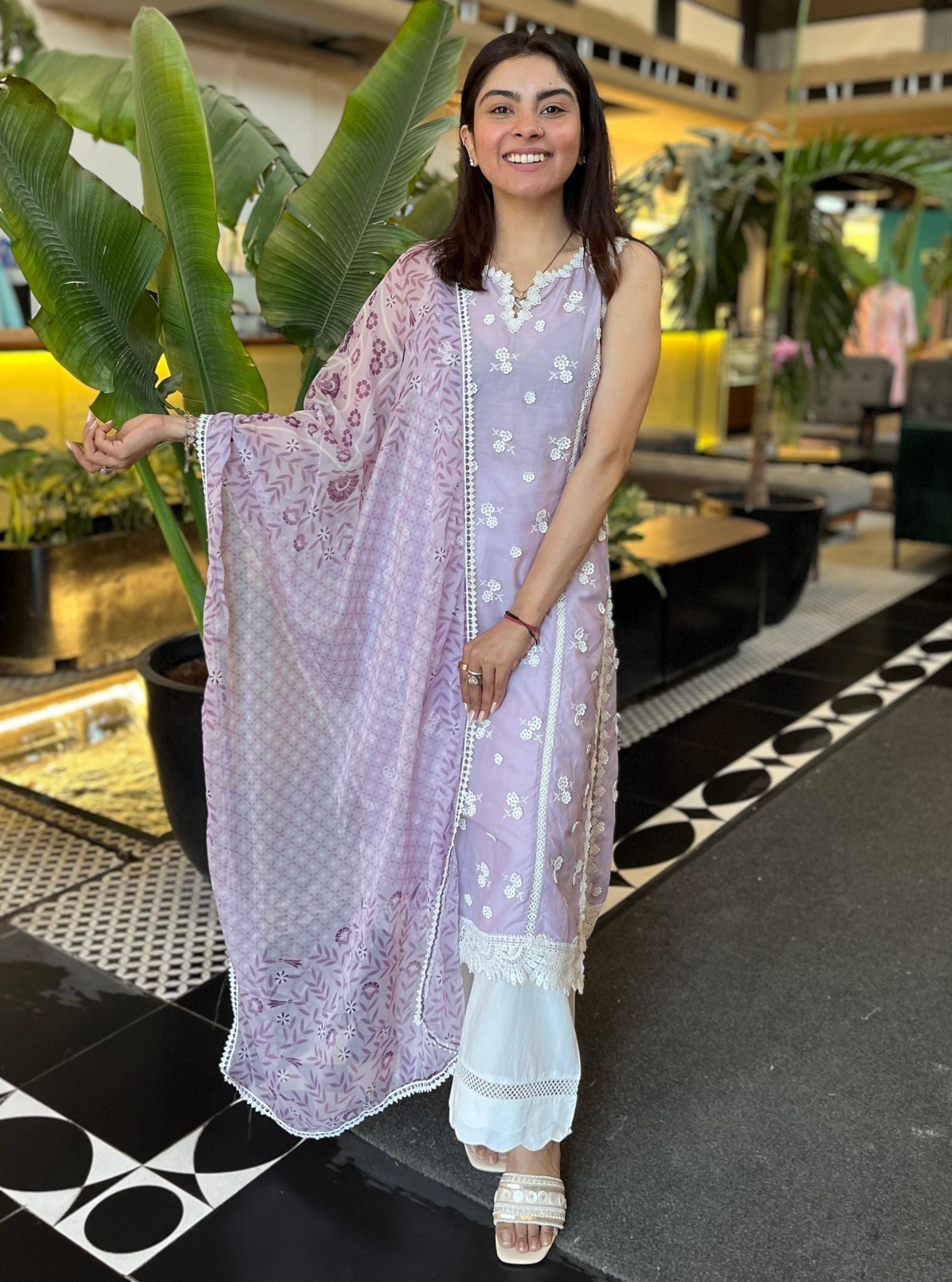 Meha Cotton Lilac Kurta Set