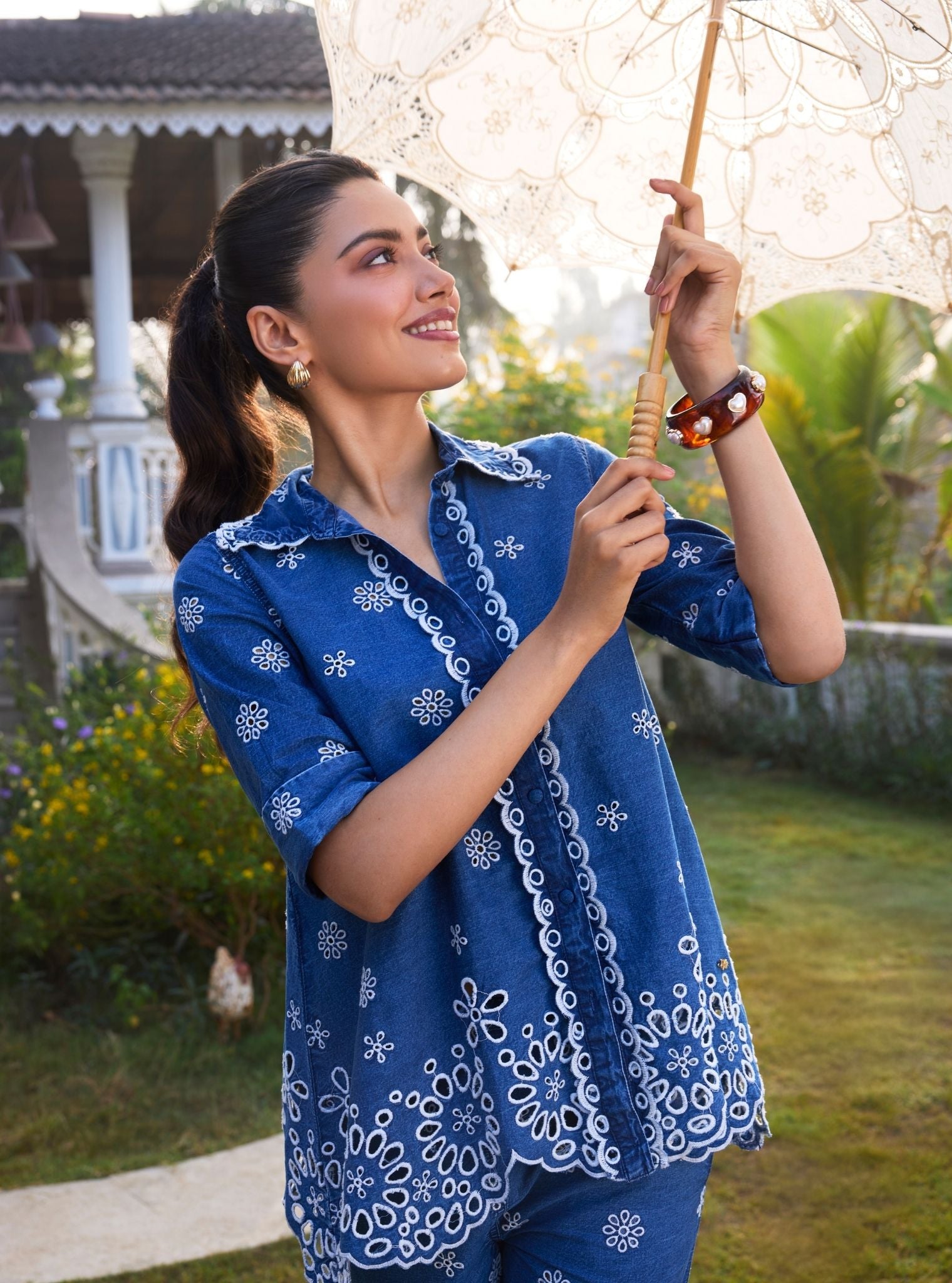 Anvie Denim Shirt Set