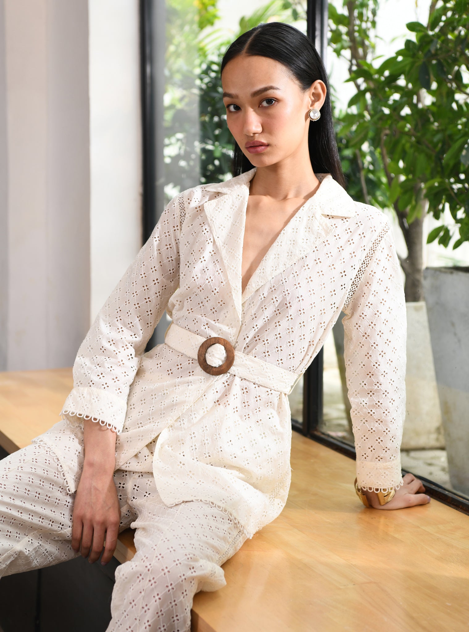 Bergenia Cotton Off White Co-ord Set